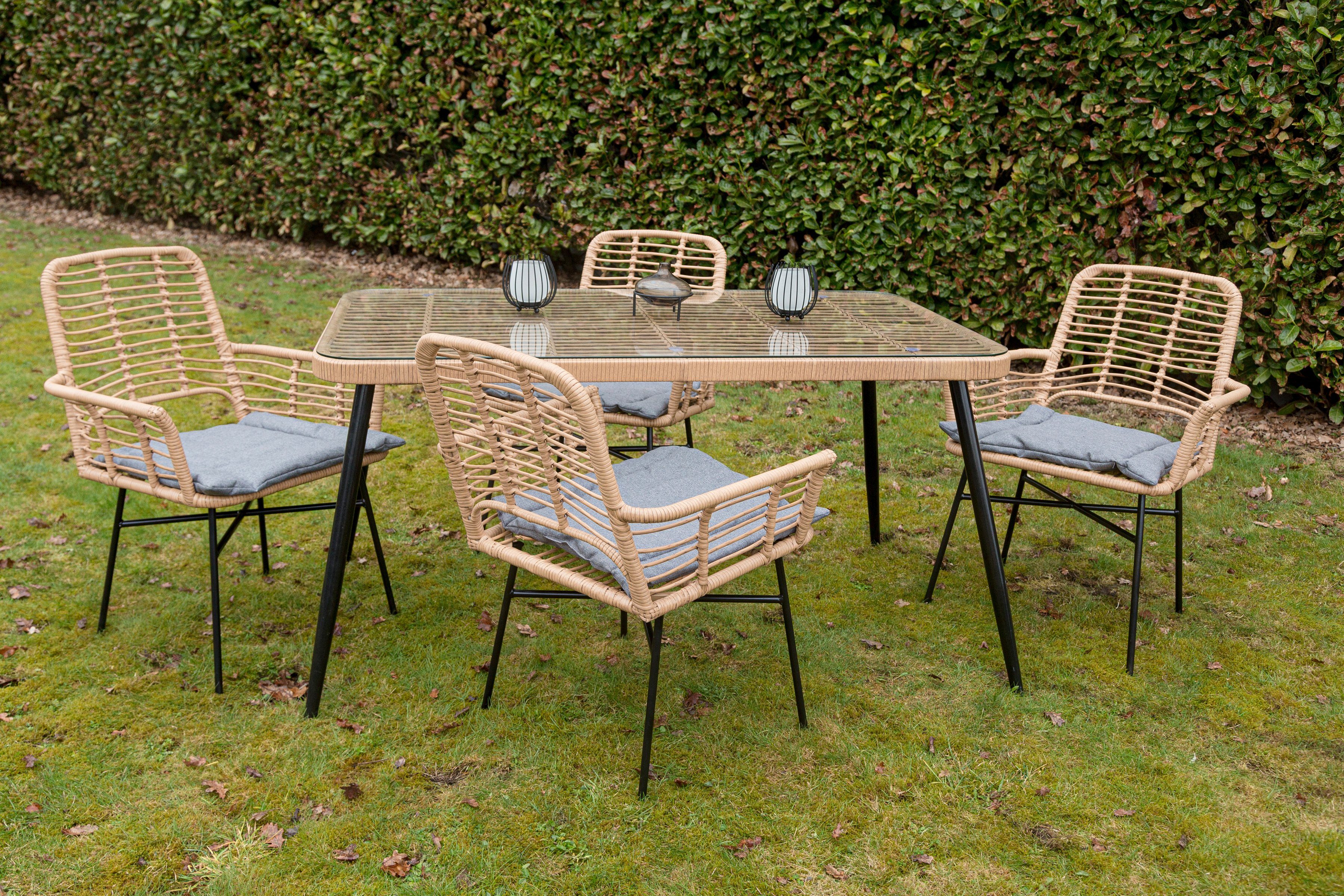 my Flair Tuin-eethoek 1 tafel, 4 stoelen (5-delig)