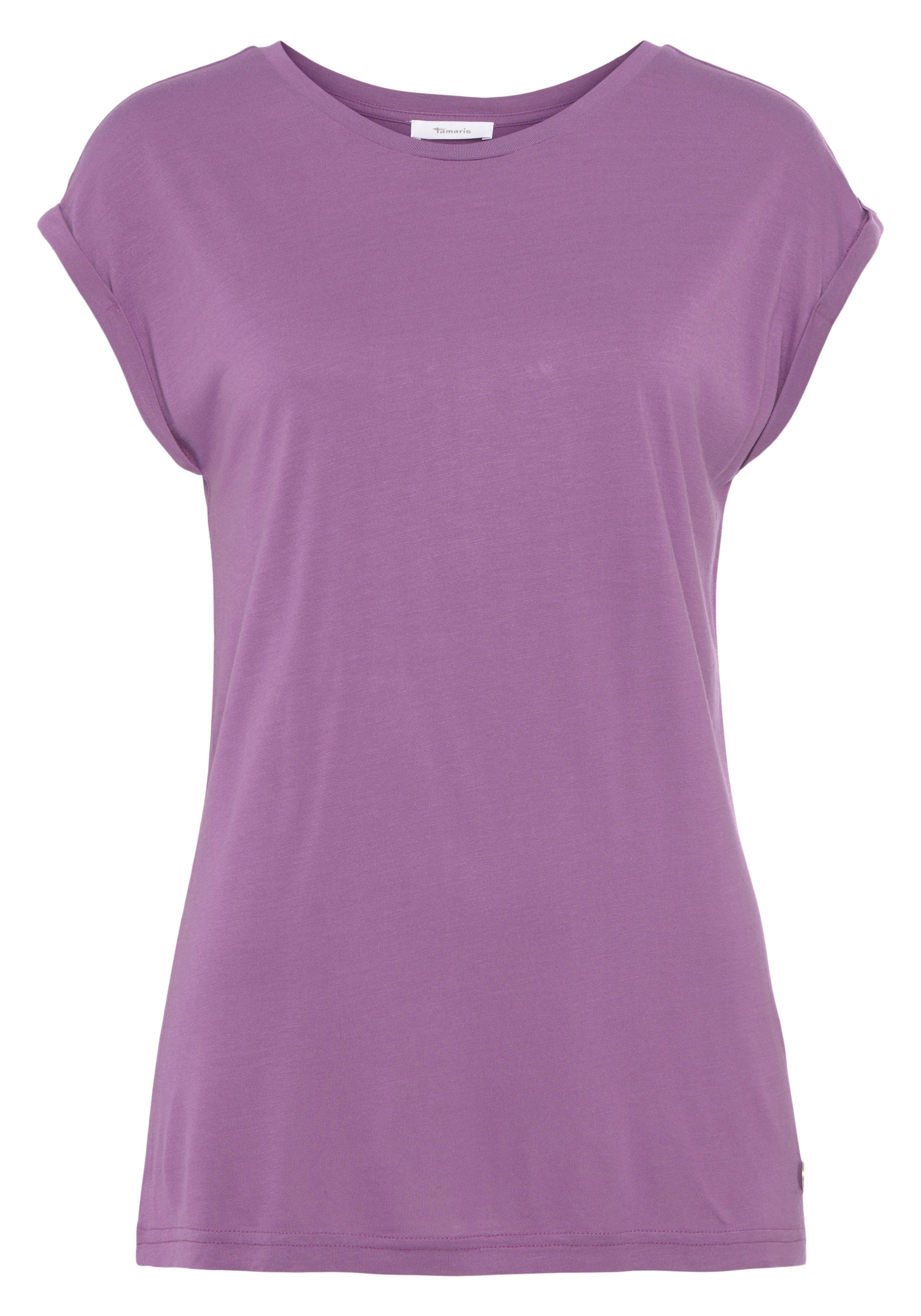 Tamaris T-shirt Korte mouwen, regular fit, effen, met ronde hals