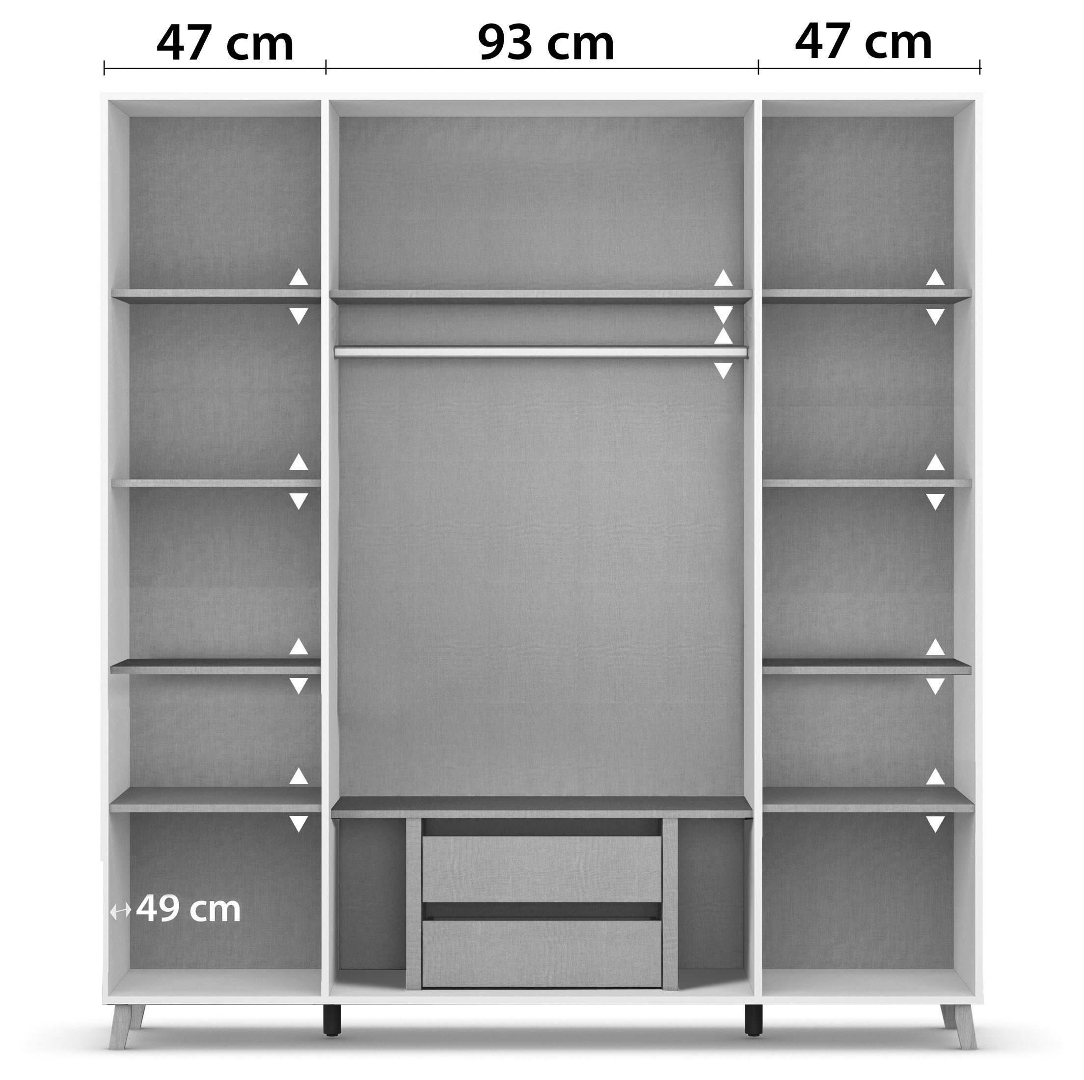 rauch Draaideurkast Kledingkast kast garderobe waskast SHINJO Grepen en voeten van massief hout, veel opbergruimte MADE IN GERMANY