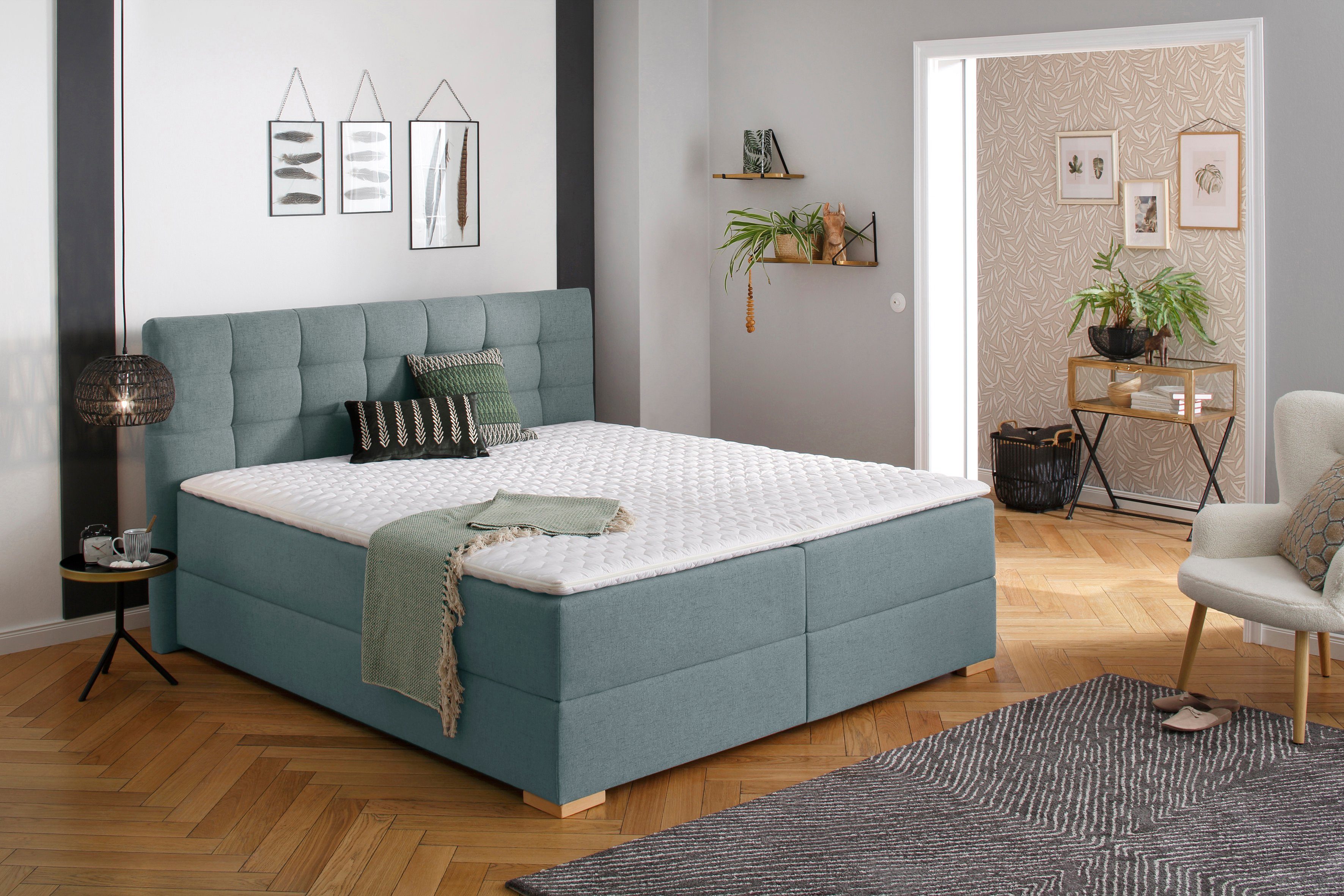 Home affaire Boxspring Olivet in 4 kleuren, 4 breedten, 2 matrassoorten, ook in extra lang 220 cm
