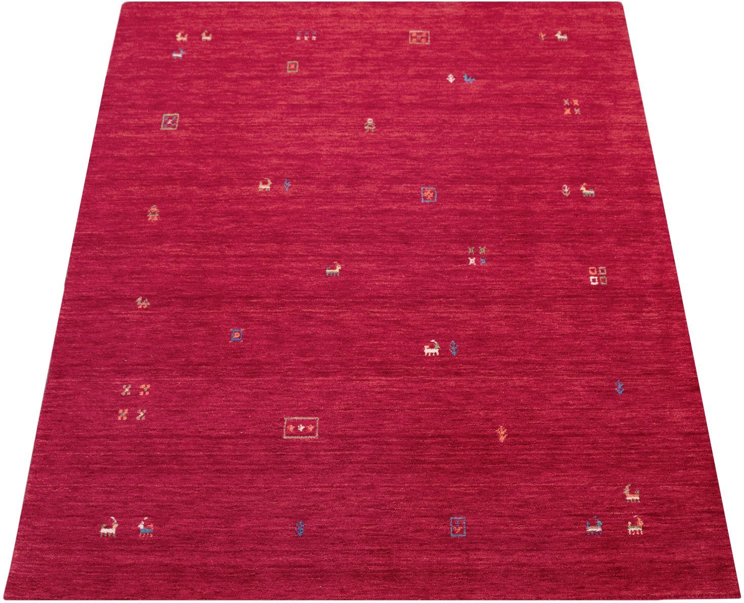 Paco Home Wollen kleed Gabbeh 312 Korte pool, met de hand geweven, zuivere wol, gabbeh-stijl, woonkamer moderne vloerkleden maat 160 cm x 230 cm x 9