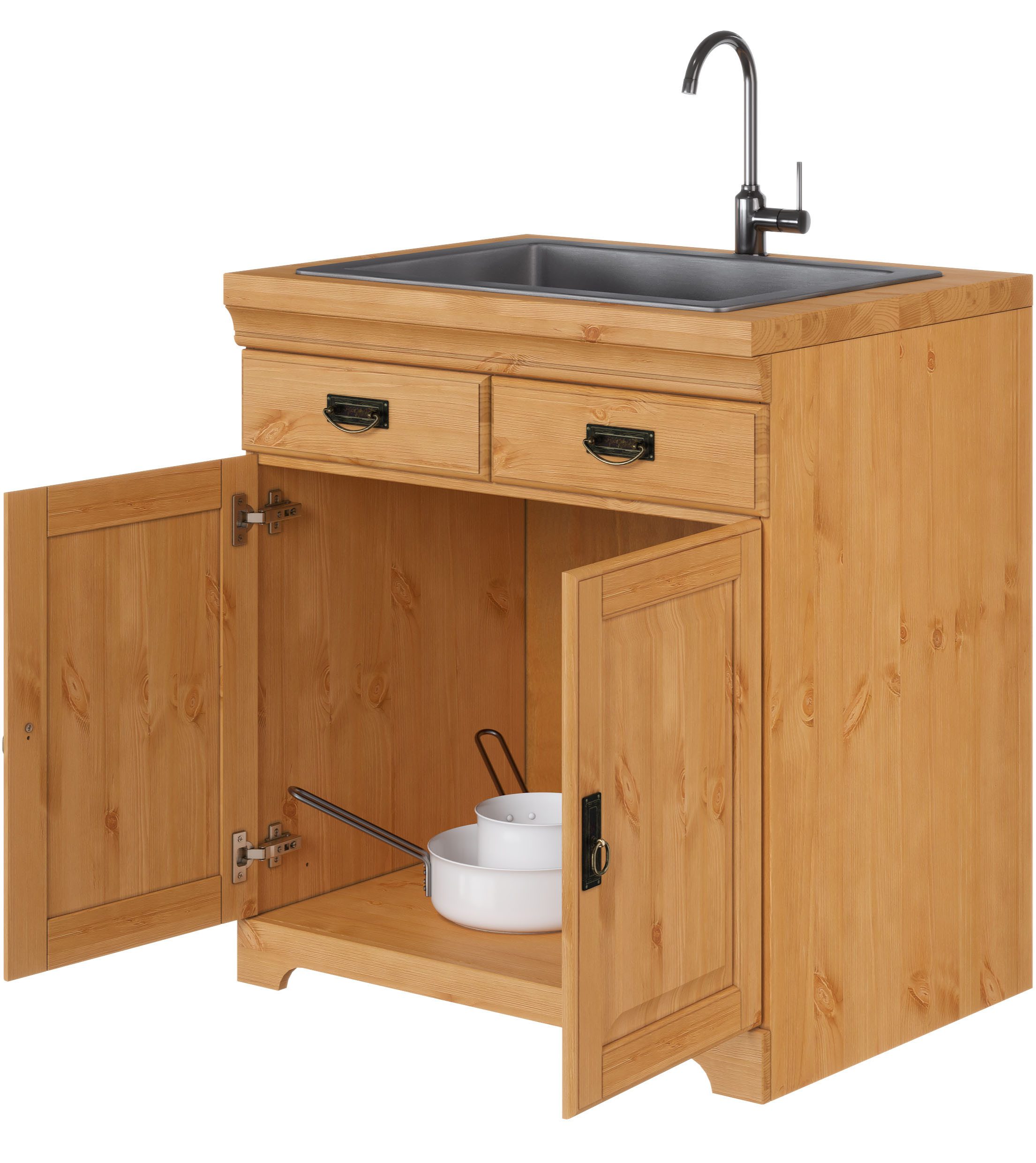 Home affaire Gootsteenkast Rügen Breedte 80 cm, massief grenen, met 2 deuren