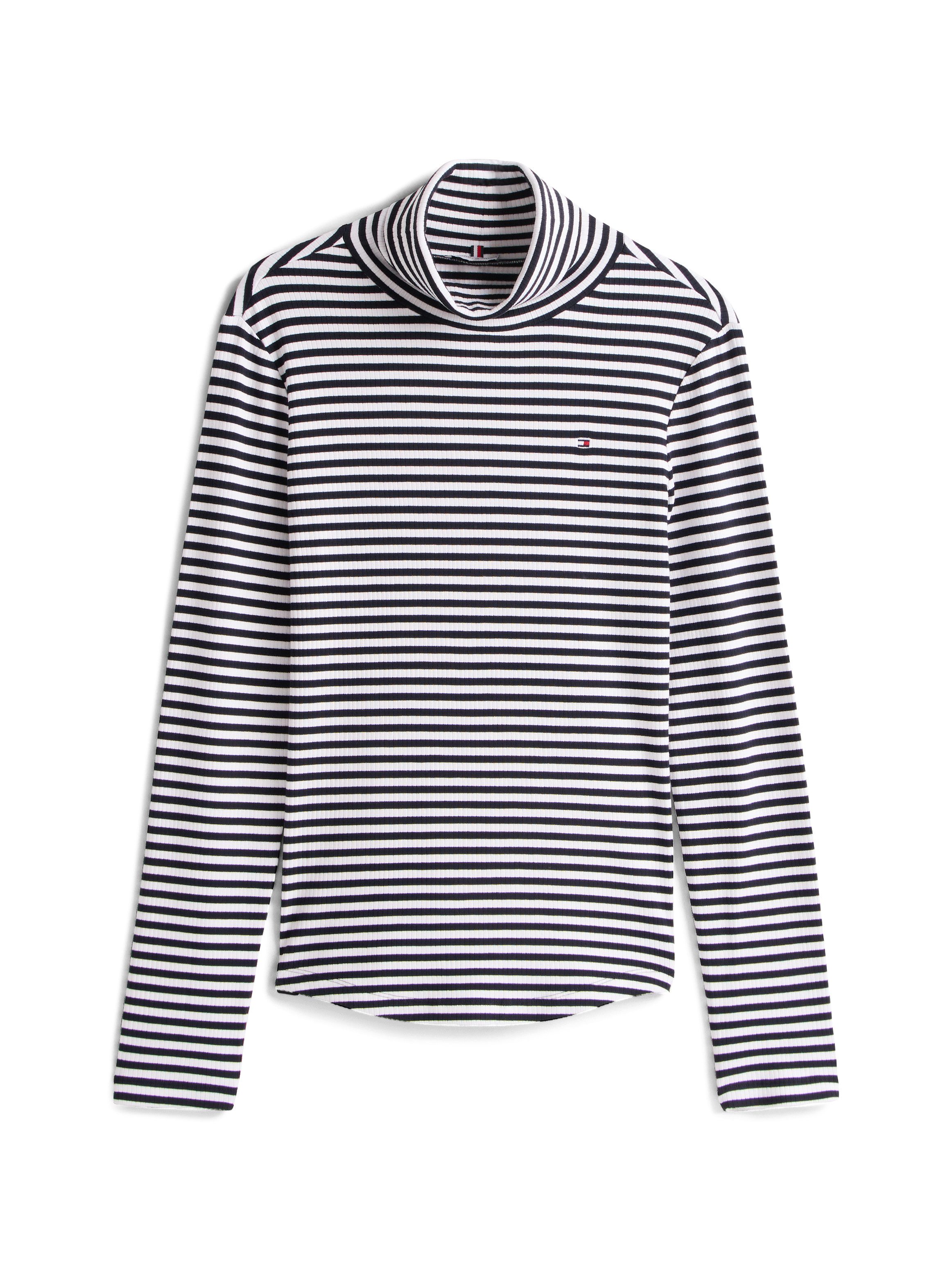 Tommy Hilfiger Shirt met lange mouwen SLIM 5X2 RIB ROLL-NK LS in een geribde structuur