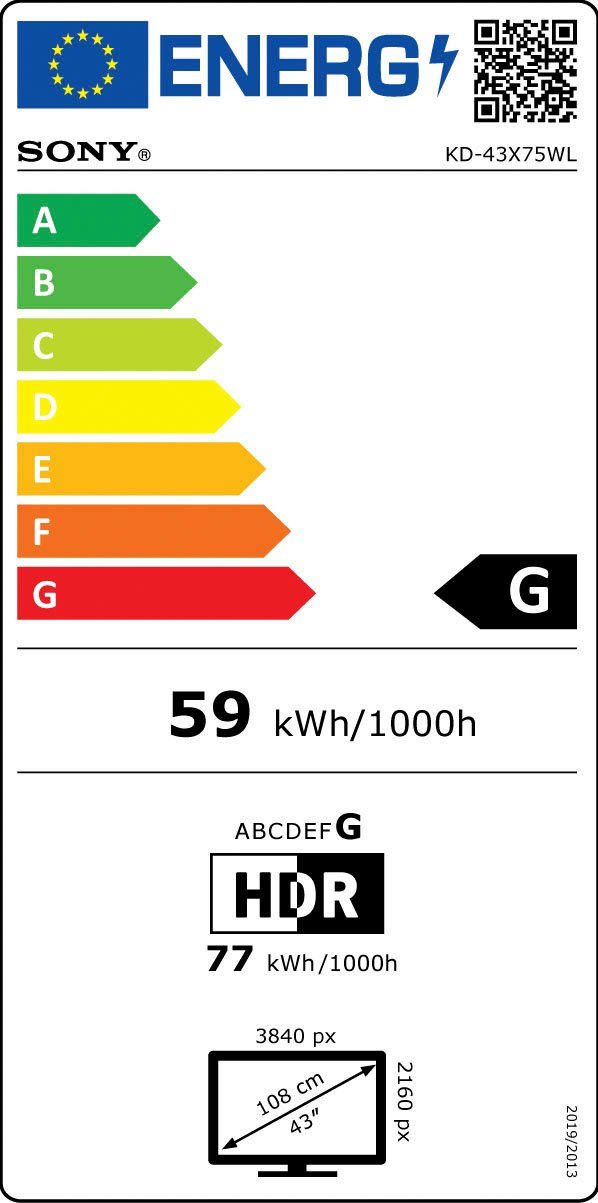 Sony Led-TV KD43X75WLPAEP, 108 cm / 43", 4K Ultra HD, Google TV, Smart TV, BRAVIA CORE, HDMI 2.1, gaming menu