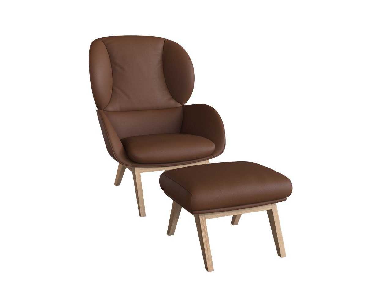 FLEXLUX Hocker Adria Eiken poot, voetenbank/poef voor oorfauteuil