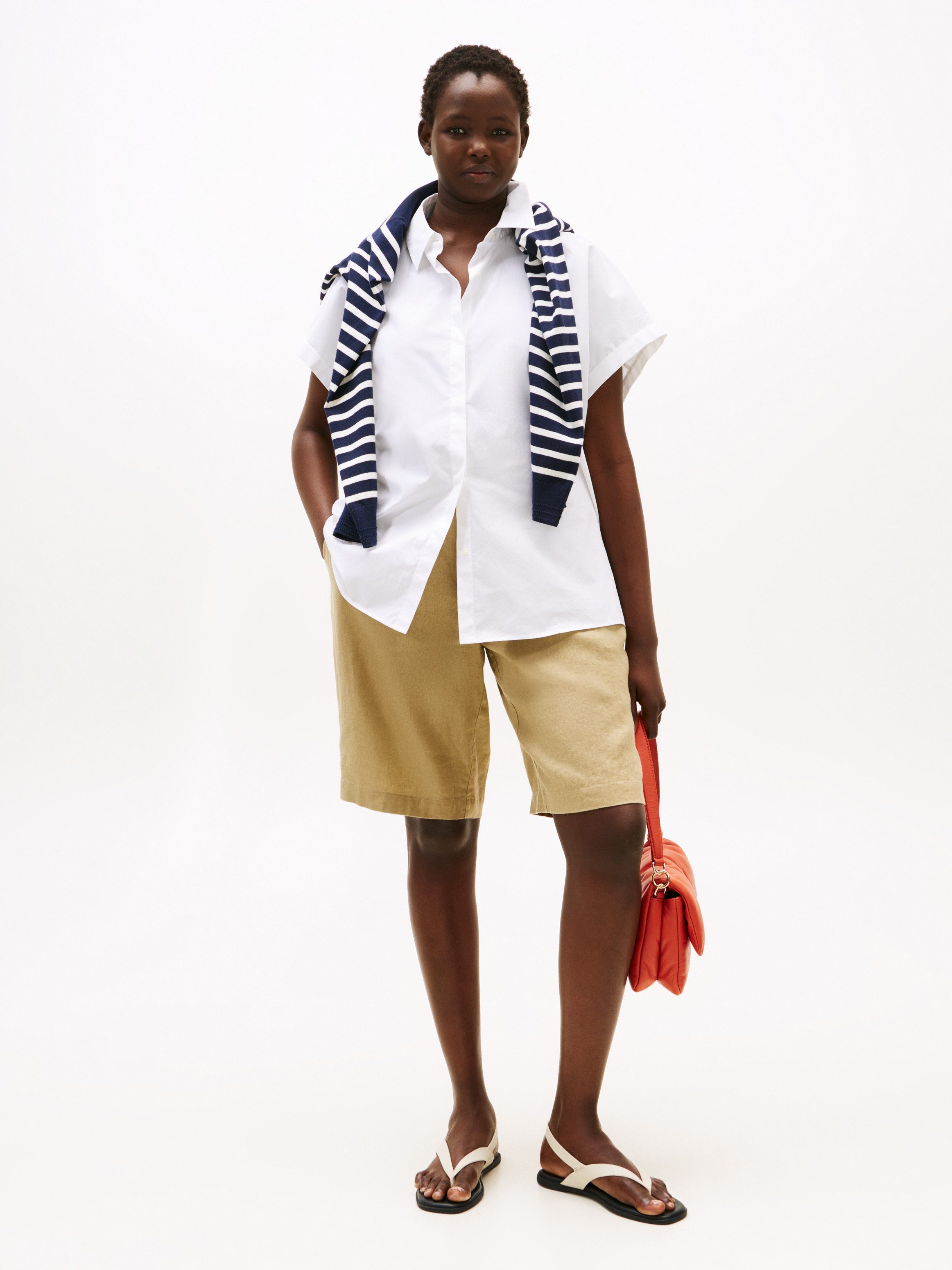 Tommy Hilfiger Curve Blouse met korte mouwen CRV POPLIN SLEEVELESS RLXD SHIRT