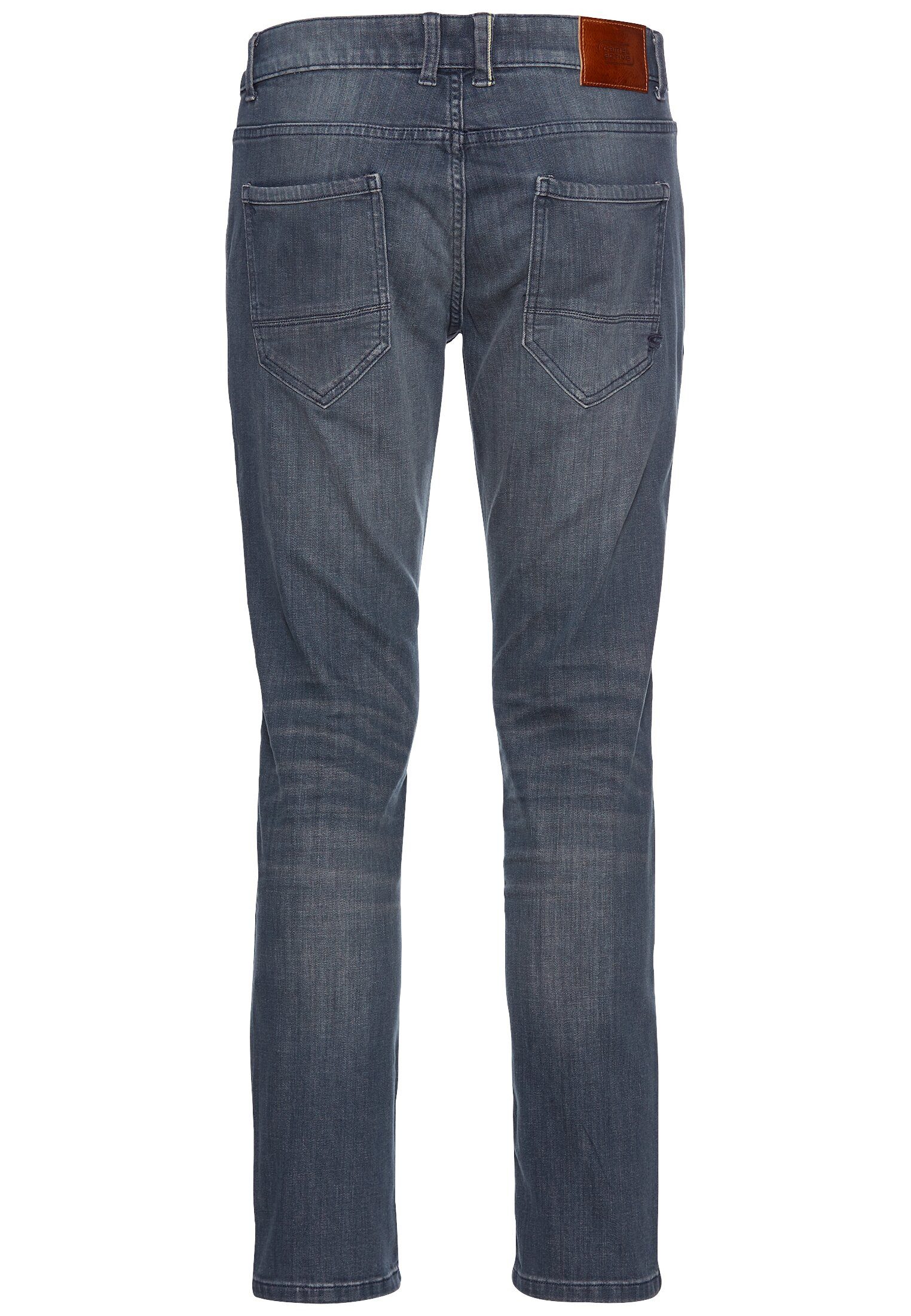 camel active Slim fit jeans met leren badge