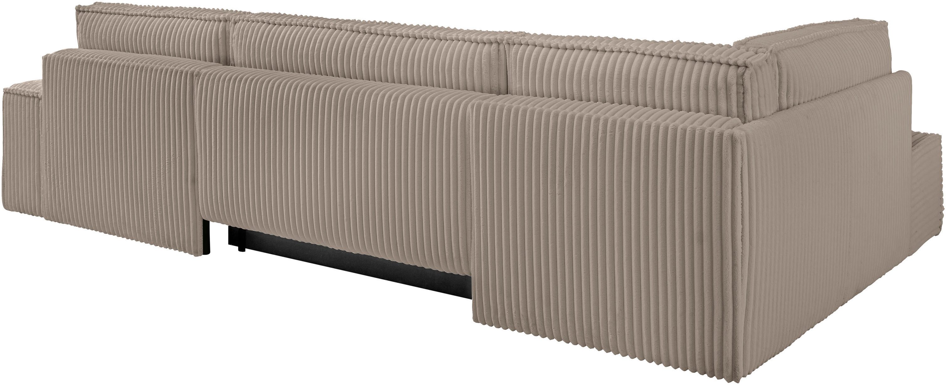andas Zithoek FINNLEY U-model XXL 329 cm, bedbank, slaapfunctie m. bedkist