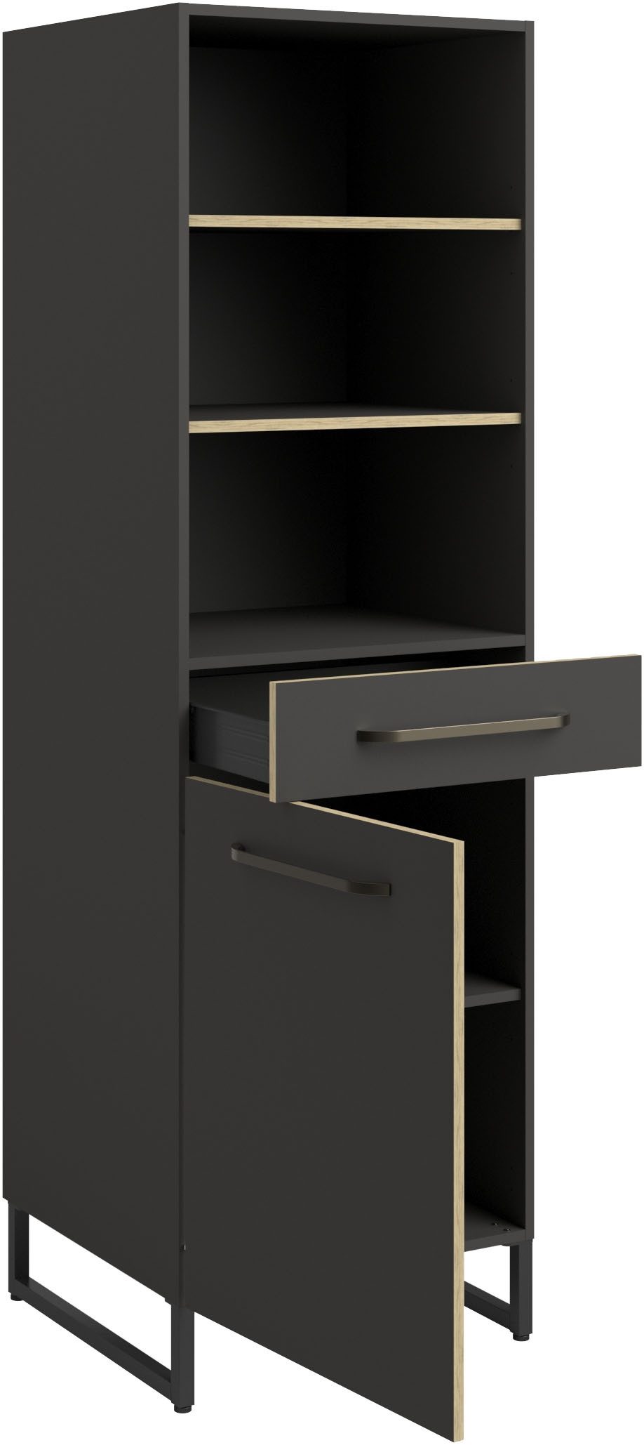 Parisot Kastenset Wave 1, Keuken kast, buffetset, keuken Deuren met softclose functie, werkblad van eiken - gefineerd (set, 9 stuks)