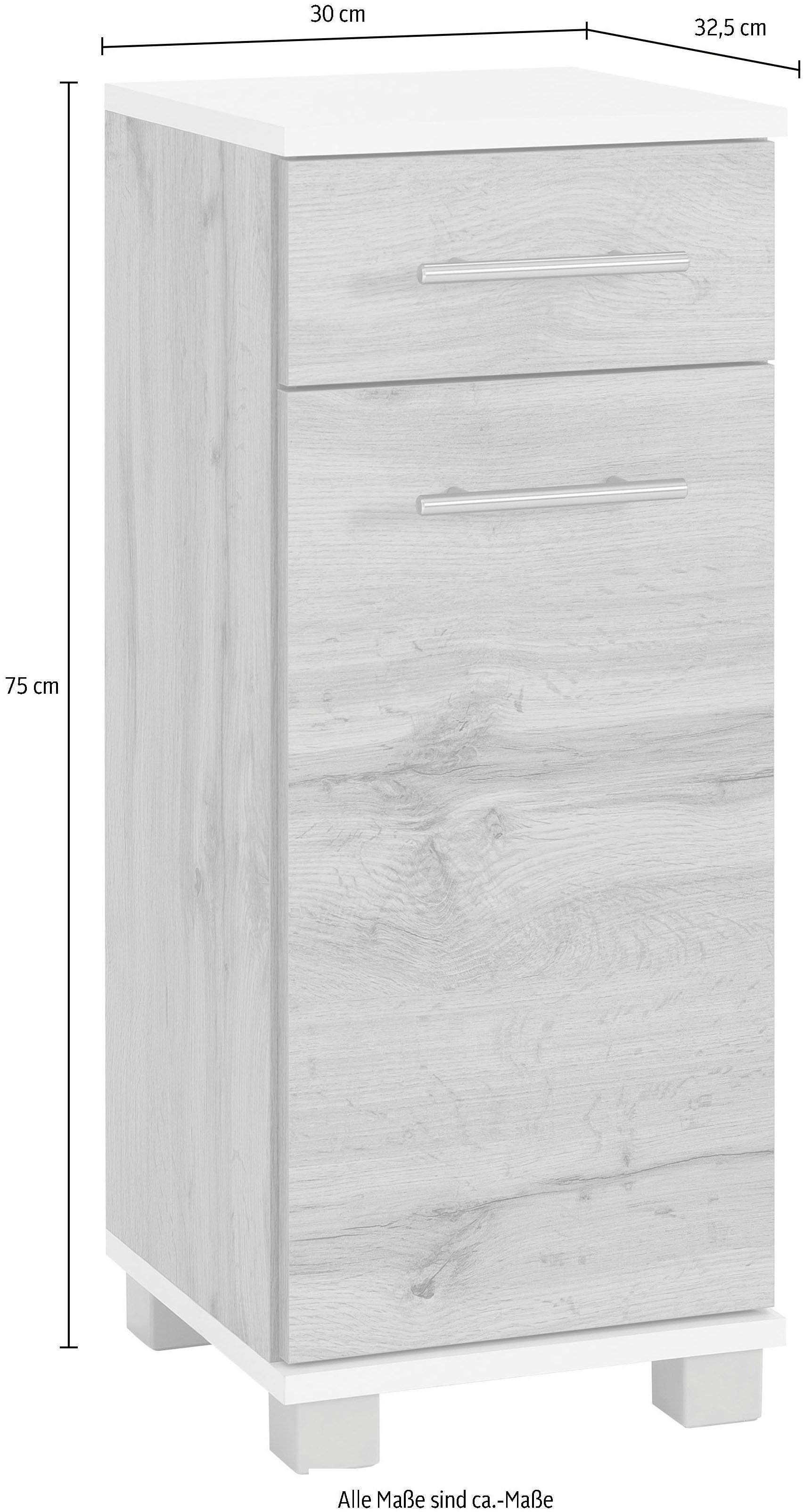 welltime Smalle kast Emmi, breedte 30 cm Verwisselbare deurstop, metalen beslag