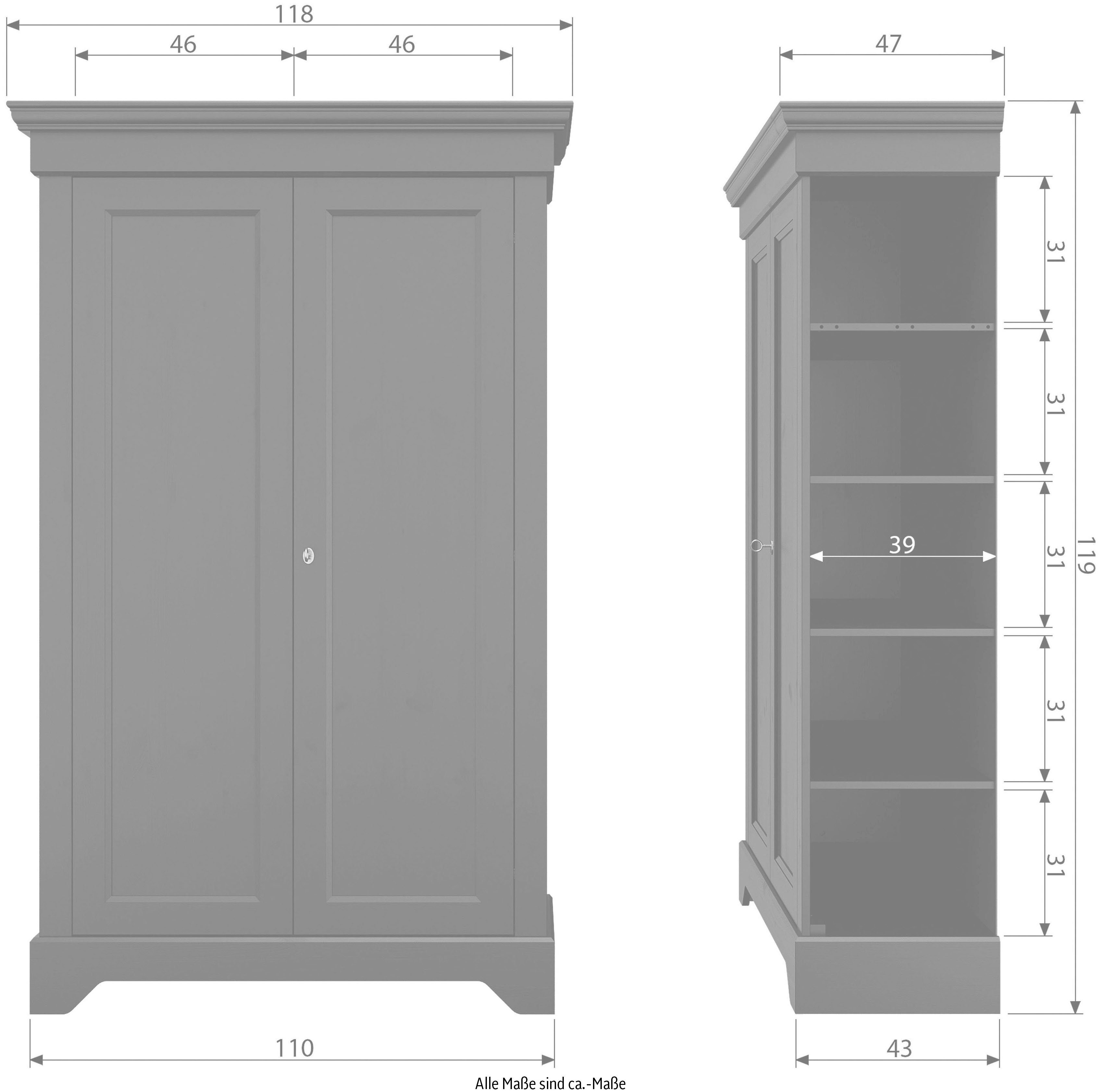 WOOOD Kledingkast Isabel met 4 vakken, h 191 cm x b 118 cm