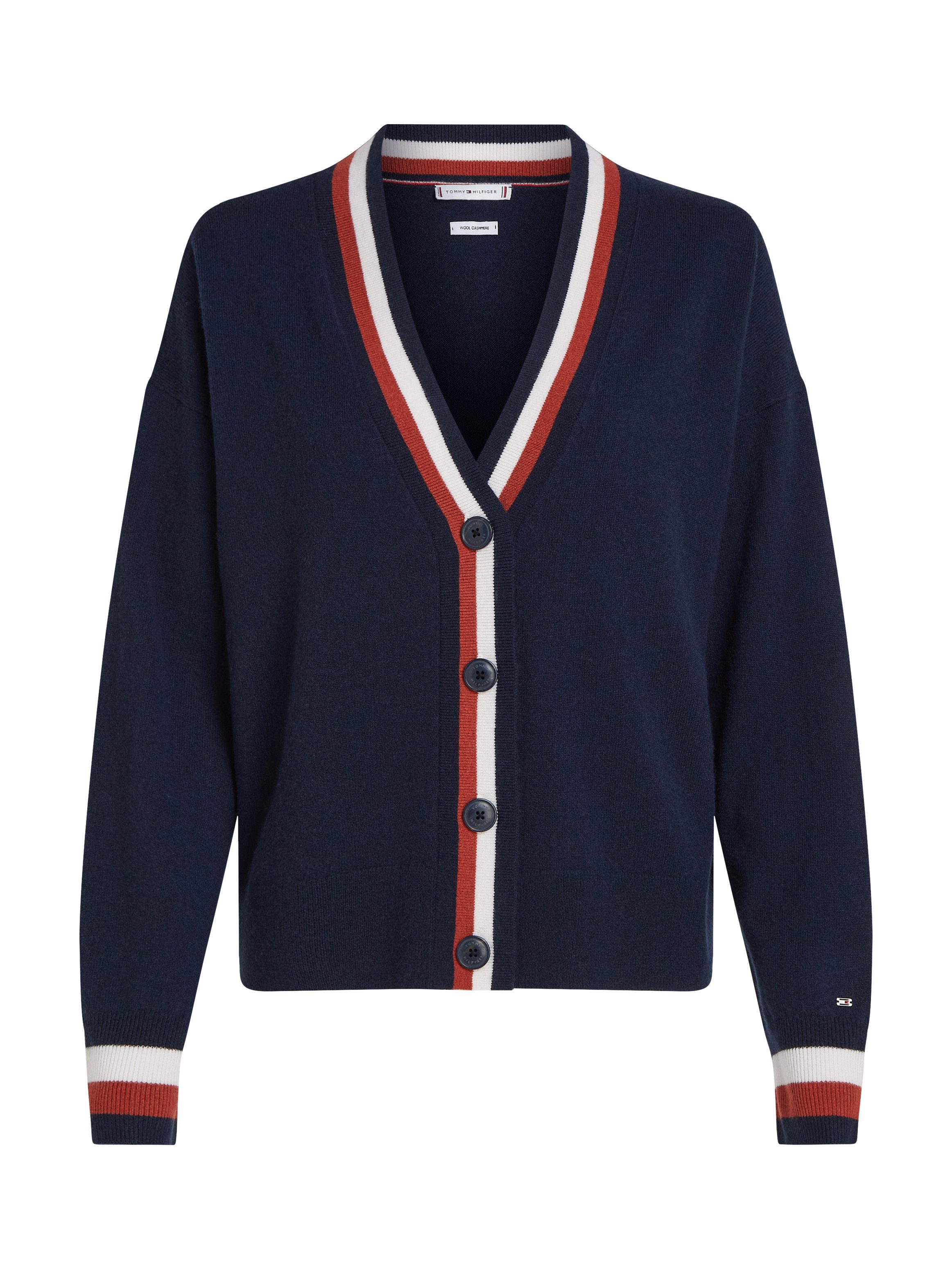 Tommy Hilfiger Vest GLOBAL STP WOOL CASH CARDIGAN met tommy hilfiger global stripe (Global Serie TH VROUWEN)