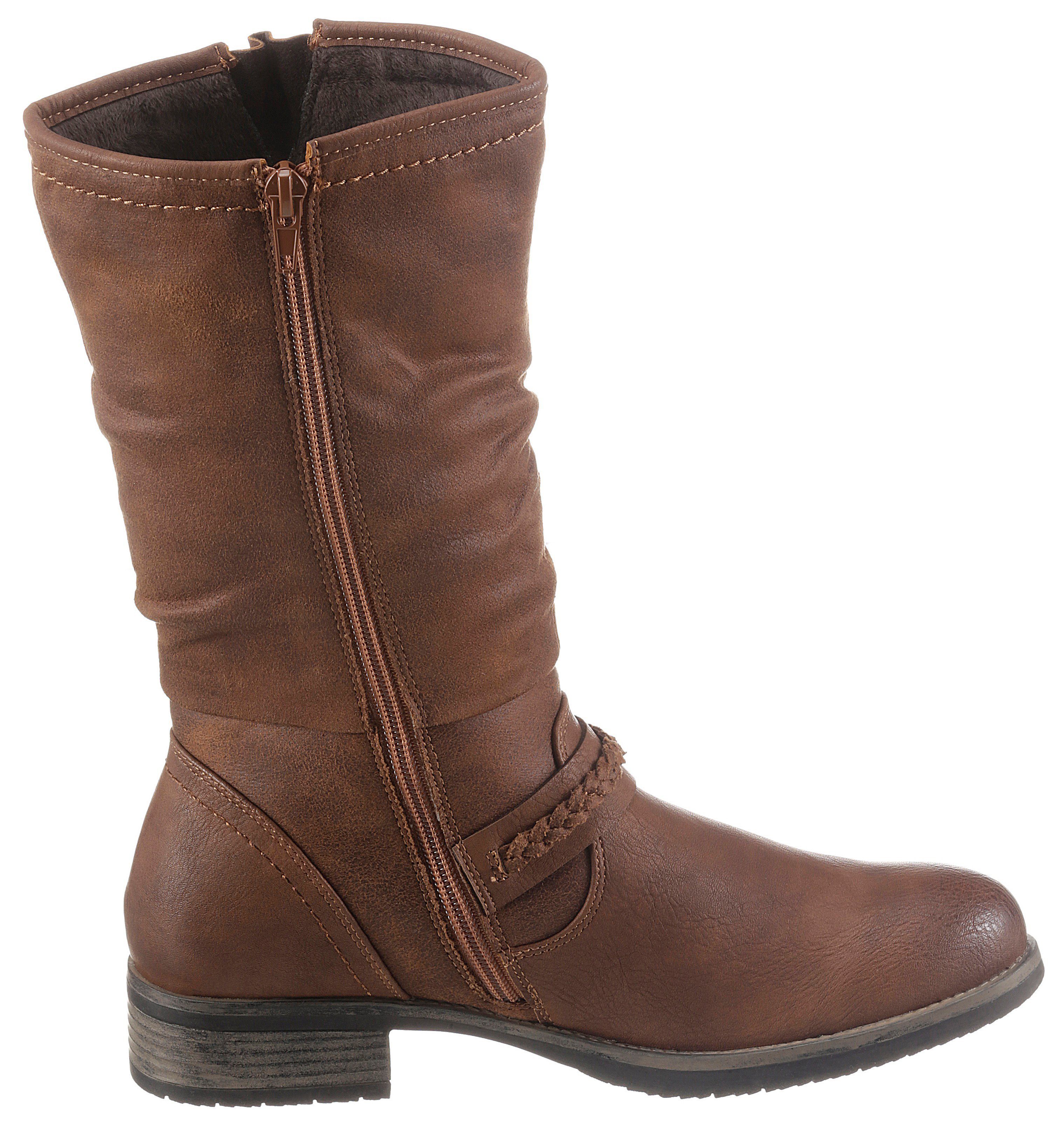 Rieker Laarzen , laarzen, winterlaarzen, blokhak met geraffte slouchy schacht