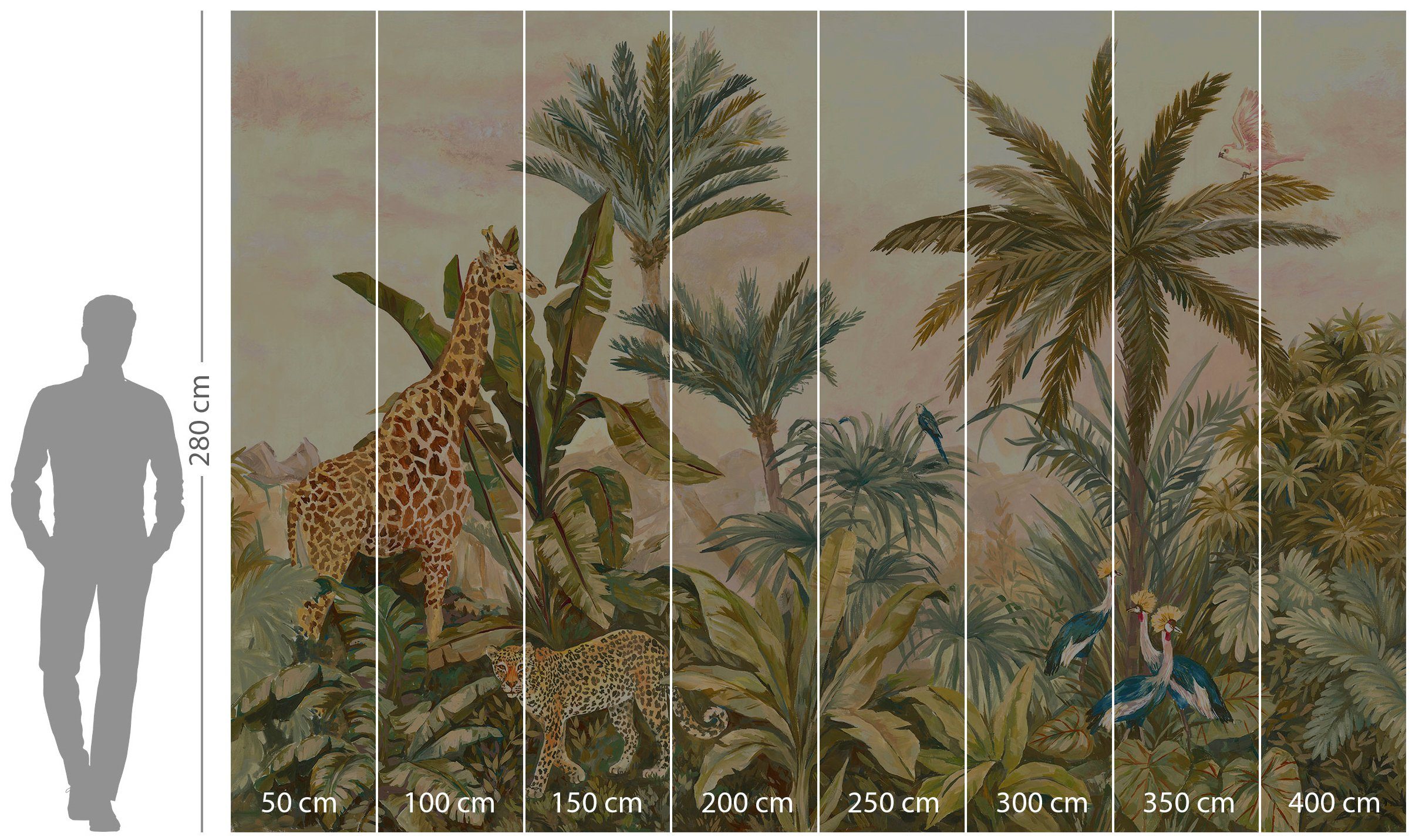Komar Vliesbehang Digitale print vlies - Tropical Vintage Garden - Afmeting 400 x 280 cm