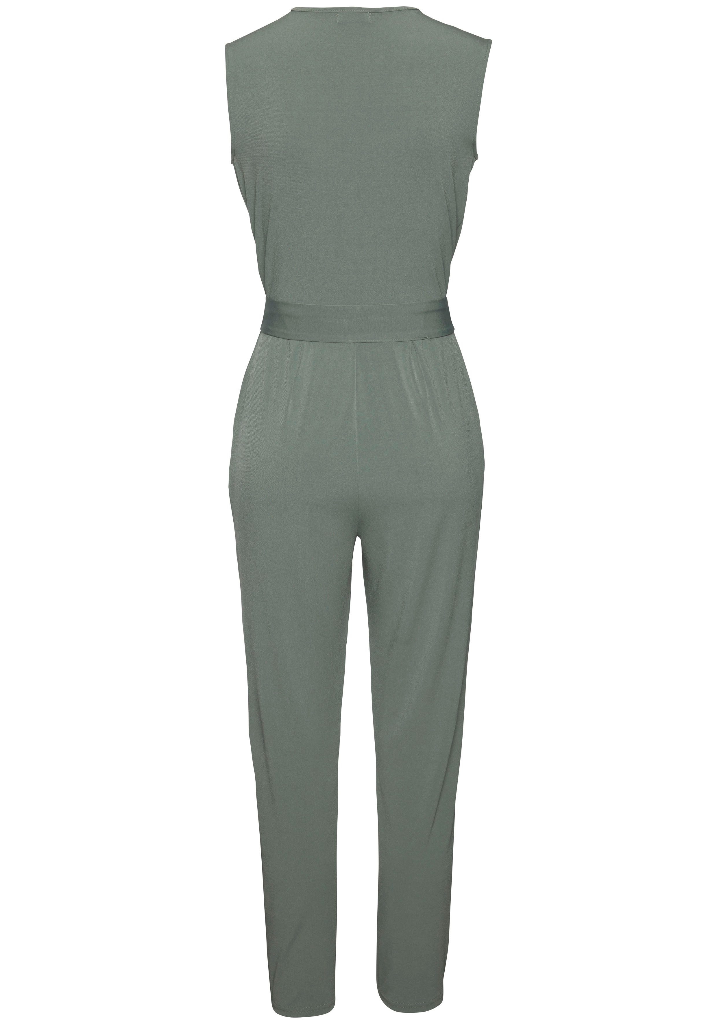 Lascana Jumpsuit van kreukvrije stof elegante jumpsuit in wikkeloptiek strijkvrij (Met een bindceintuur)