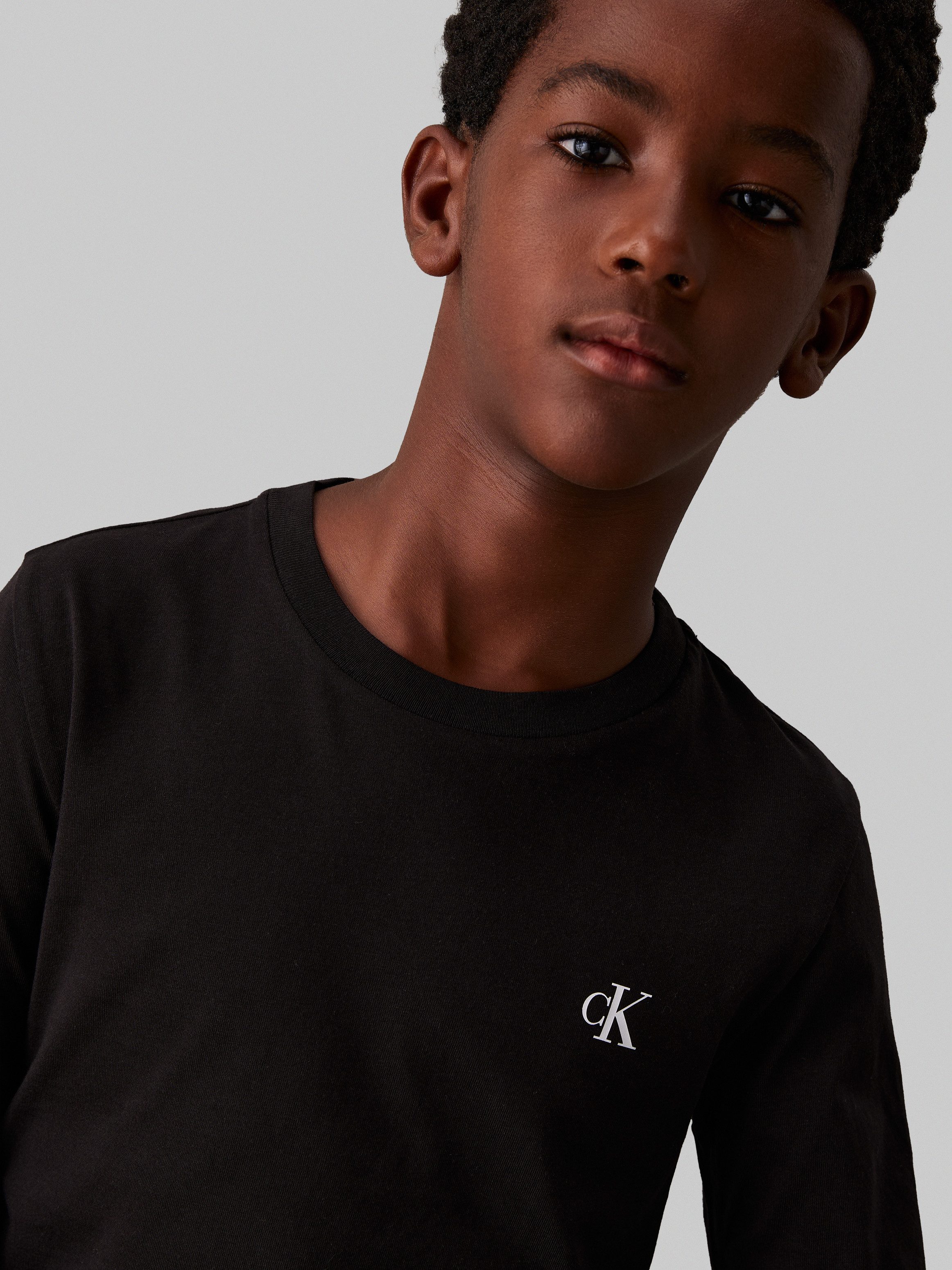 Calvin Klein T-shirt Chest Mono Ls T-Shirt 2-Pack voor kinderen tot 16 jaar en met logoprint