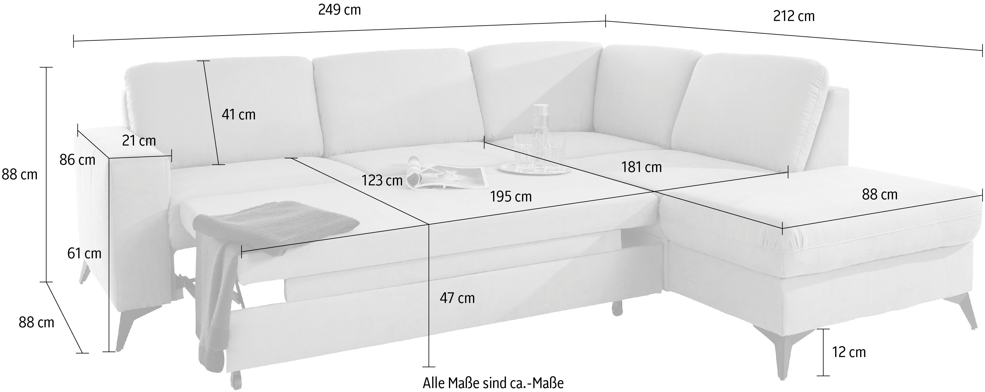 Places of Style Hoekbank Lolland L-vorm Naar keuze met slaapfunctie en bergruimte, ook met afwasbare bekleding