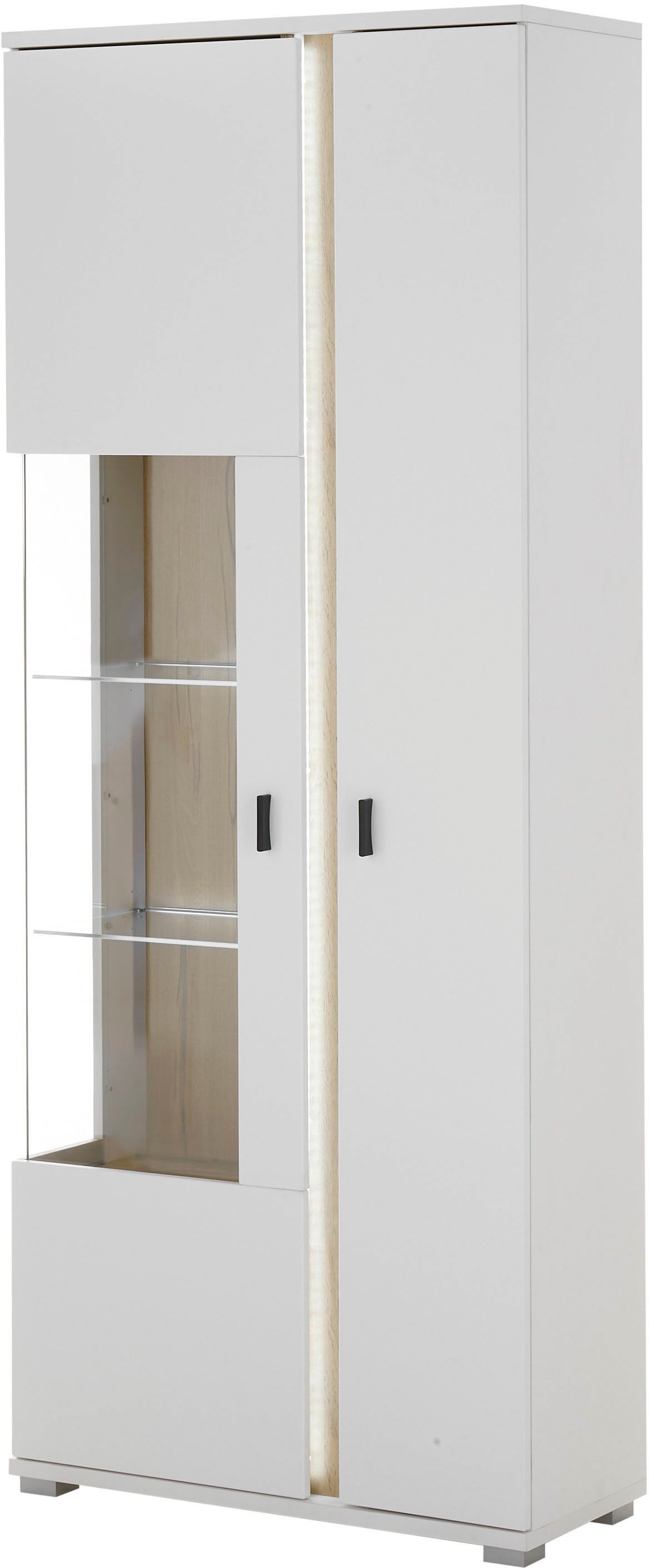 INOSIGN Vitrinekast LONG ISLAND, opberghangkast in moderne trendkleur, inclusief verticale verlichting, breedte 80 cm (1 stuk)
