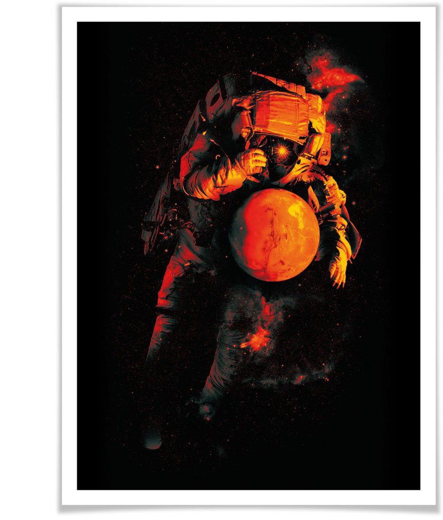 Wall-Art Poster Astronaut zwart mars heelal Poster, artprint, wandposter (1 stuk)