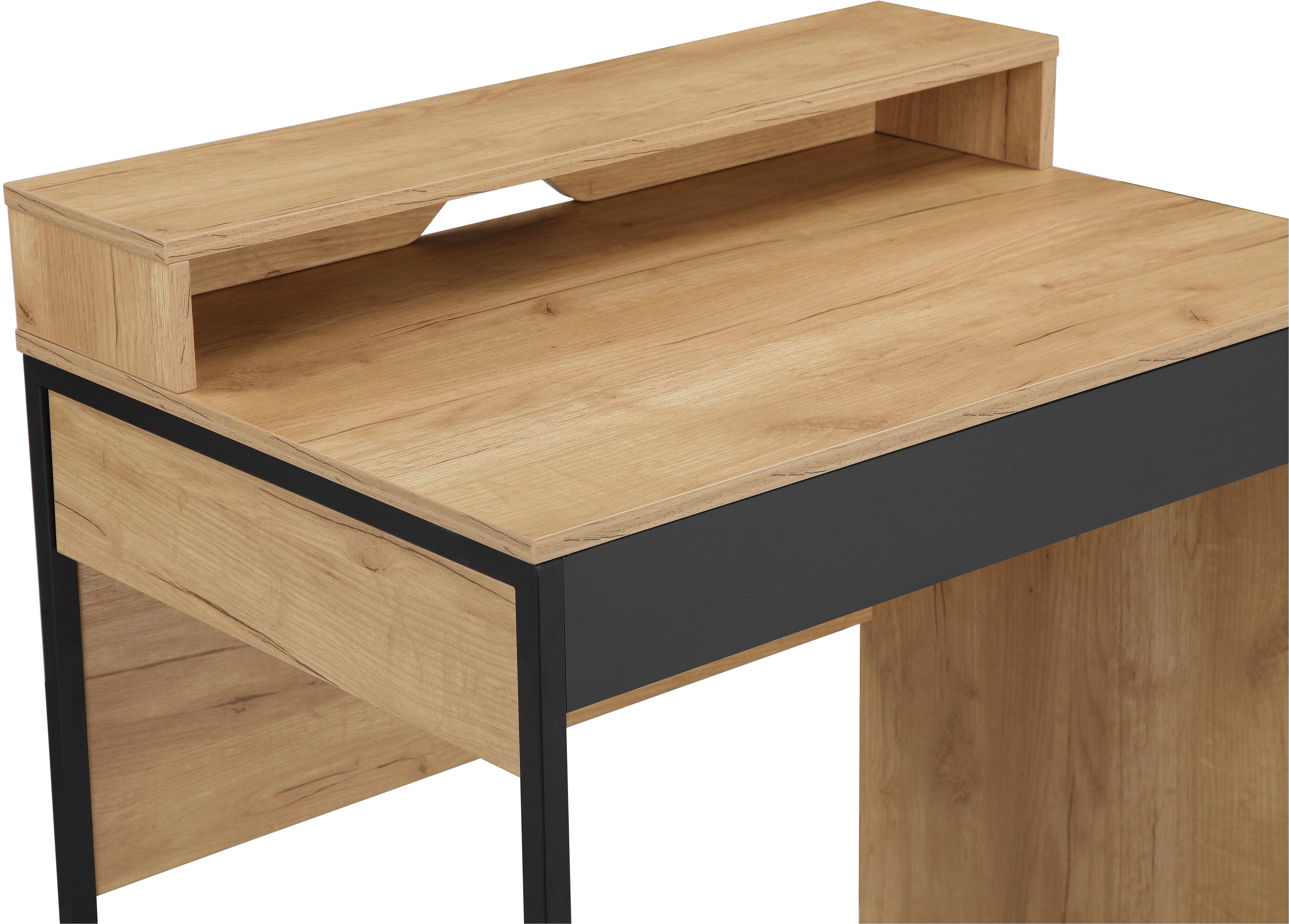 Places of Style Bureau Moid, computertafel in modern design Breedte 80 cm, met lade, kabeldoorvoer & metalen voet