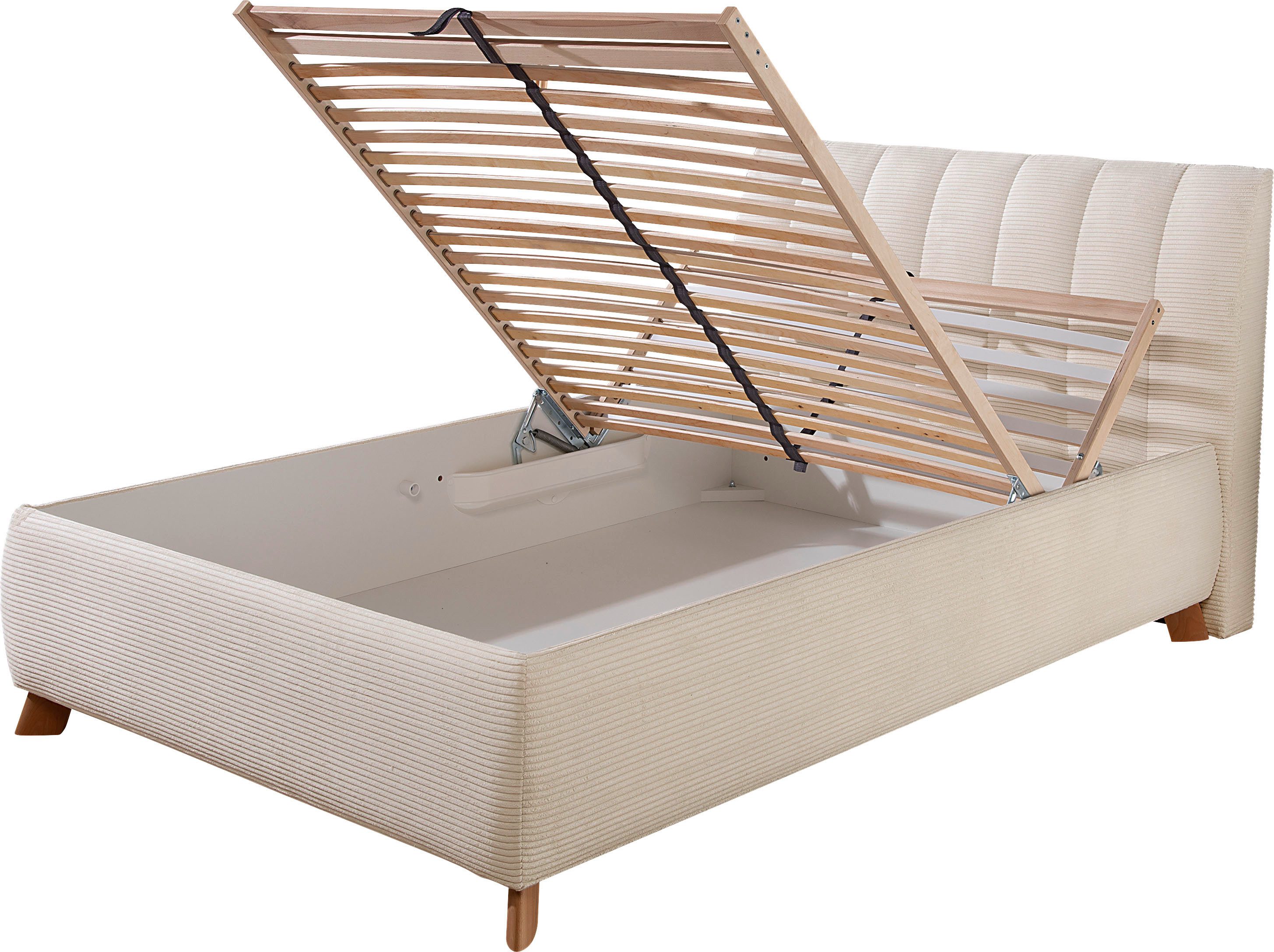 Maintal Gestoffeerd bed Hügeldorf inclusief bedlade, verkrijgbaar in h2, h3 & h4, van cord bekleding