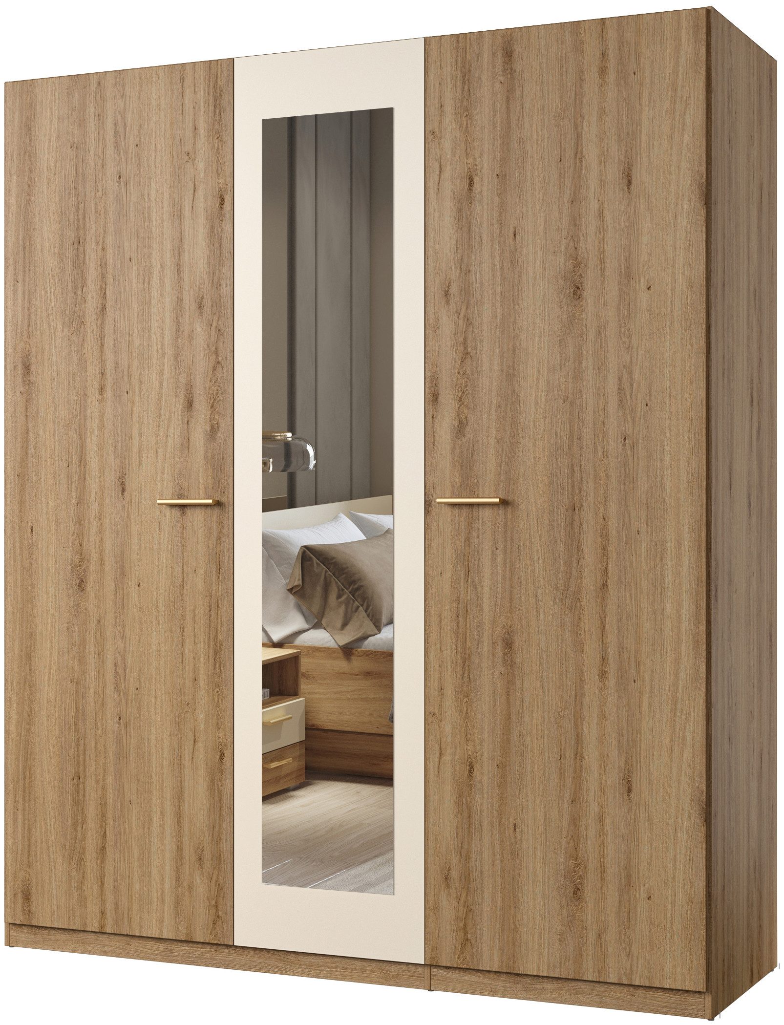 Home affaire Draaideurkast Bitry, linnenkast incl. complete binneninrichting Kledingkast, verstelbare legplanken 22 mm dik, spiegeldeur
