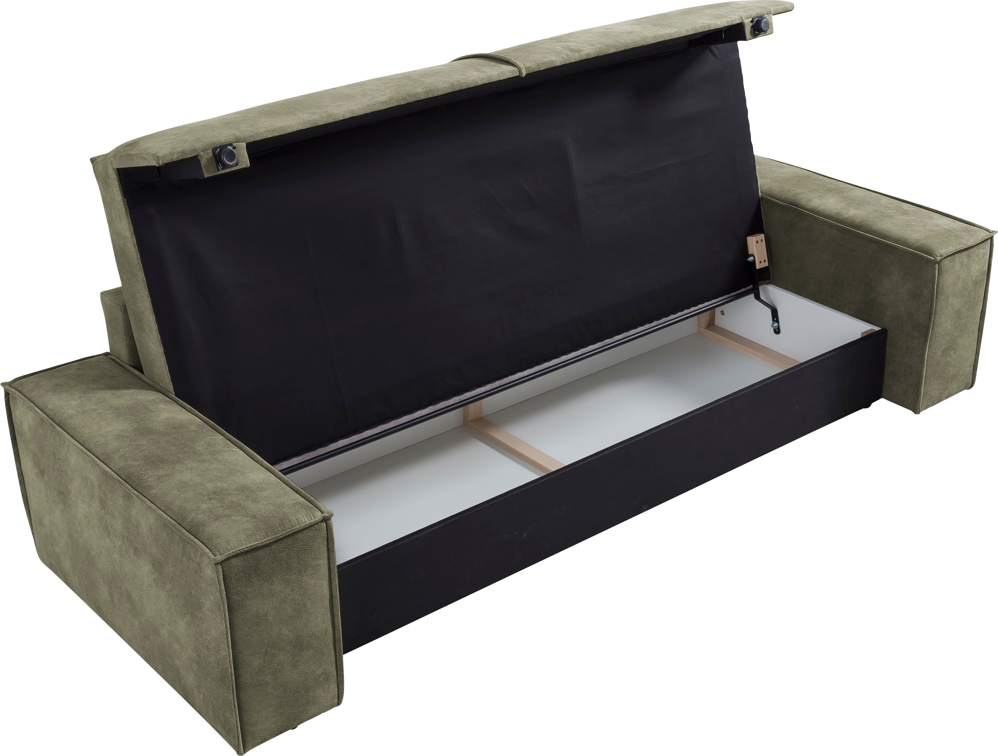 Home affaire 3-zitsbank SHERWOOD slaapbank (257 cm) ribfluweel, velours, vintage lederlook