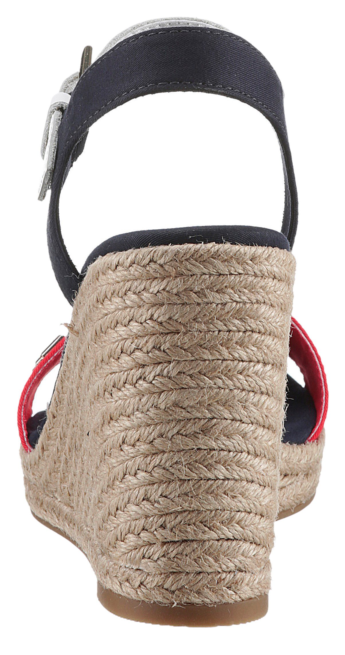 Tommy Hilfiger Sleehaksandaaltjes STRIPES WEDGE SANDAL zomerschoen, sandaal, sleehak, met verstelbare bandjes