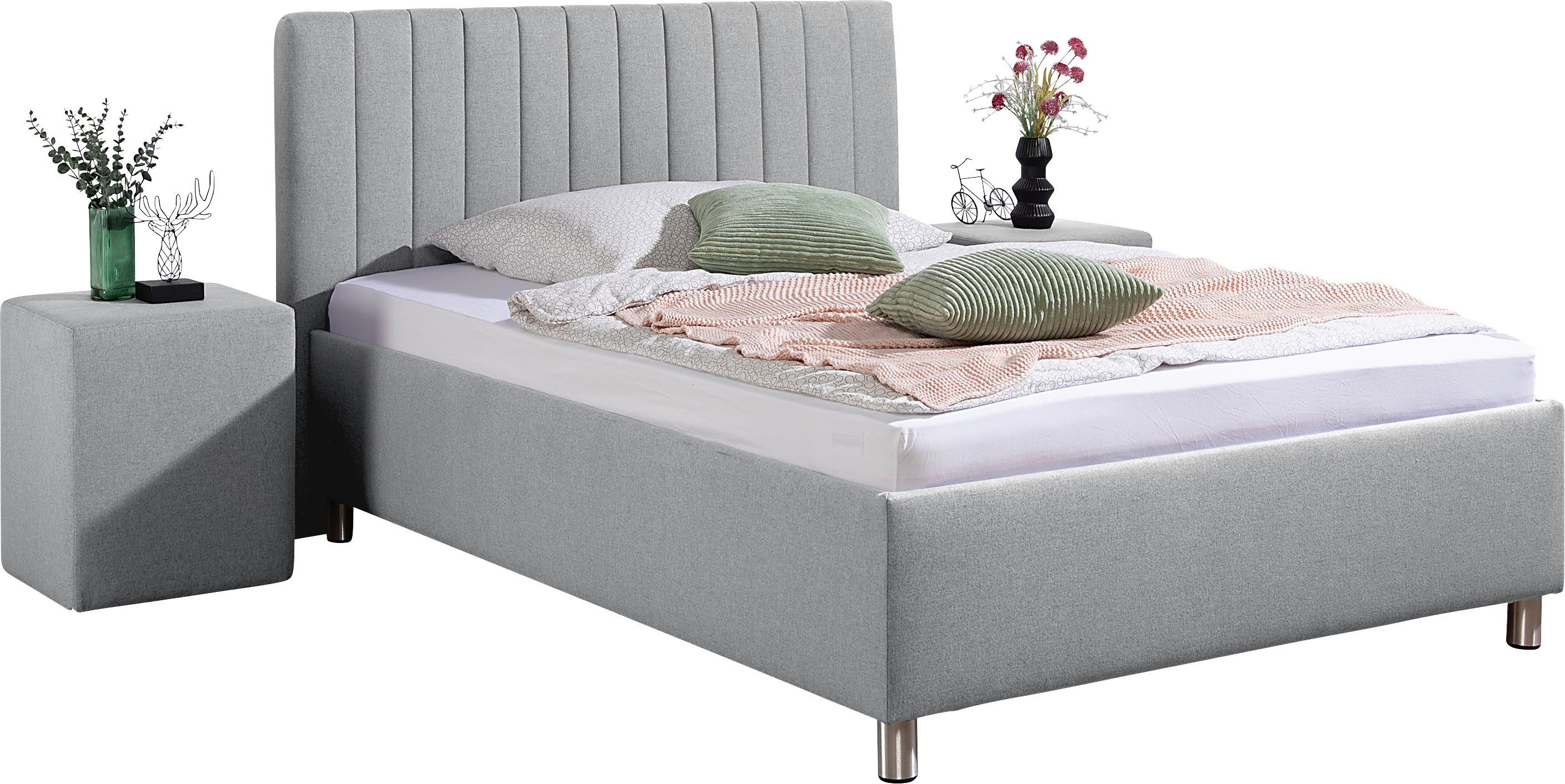 Maintal Gestoffeerd bed Kieferwald met bedlade, optioneel met bonnell- of pocketveringmatras