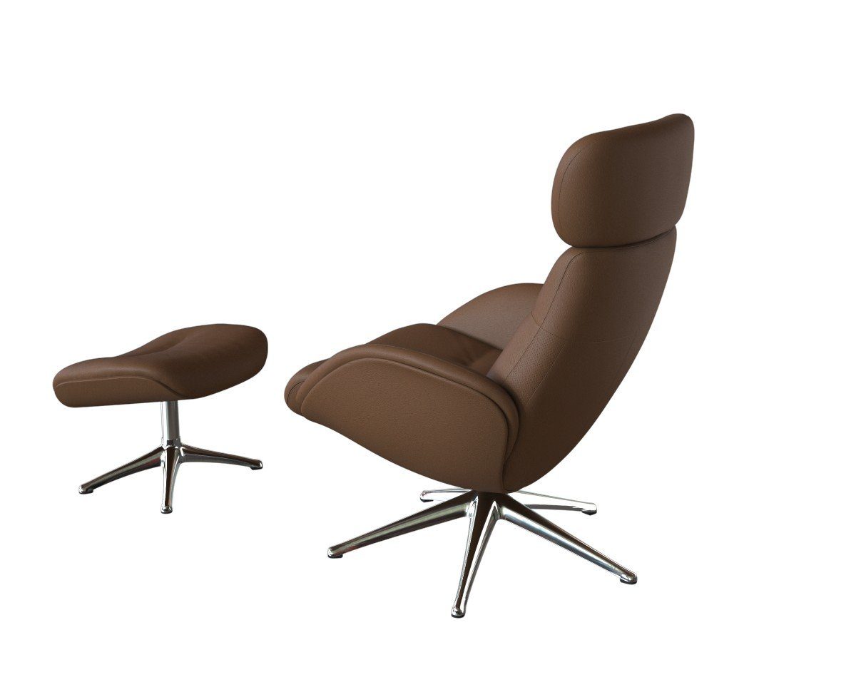 FLEXLUX Relaxfauteuil Elegant, functionele stoel, gestoffeerde stoel, armleuningen, TV-fauteuil, Premium comfort, rug- en hoofdeindeverstelling, draaibaar, voet van aluminium