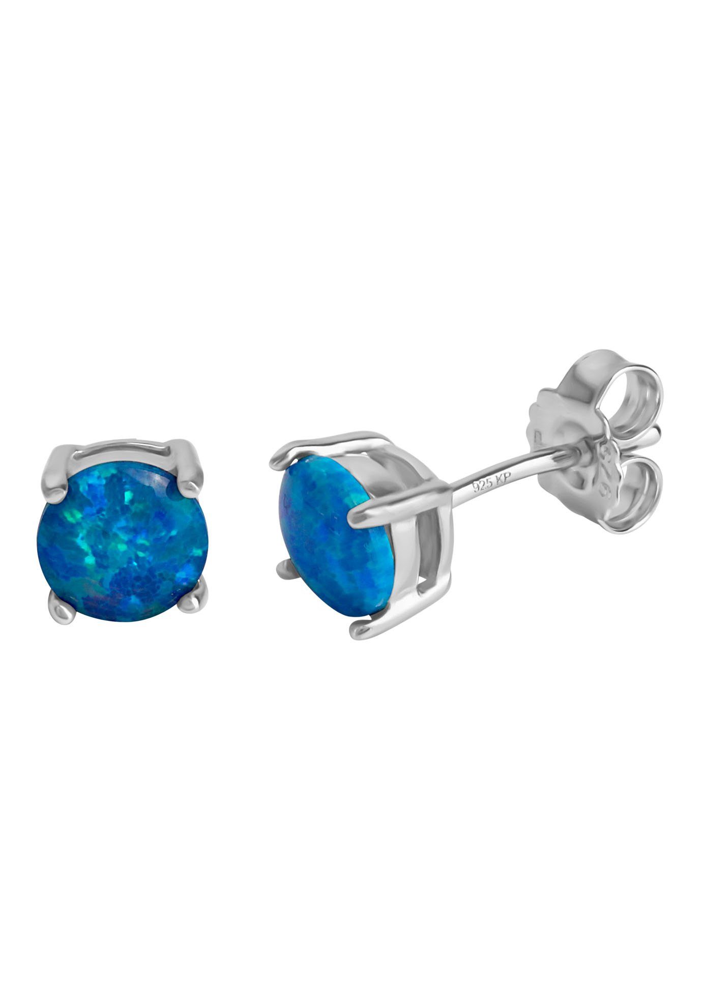 Firetti Oorstekers Sieraad cadeau zilver 925 oorbellen edelsteen opaal dames oorbellen blauw