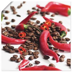 artland artprint verse chili op koffie in vele afmetingen  productsoorten -artprint op linnen, poster, muursticker - wandfolie ook geschikt voor de badkamer (1 stuk) rood