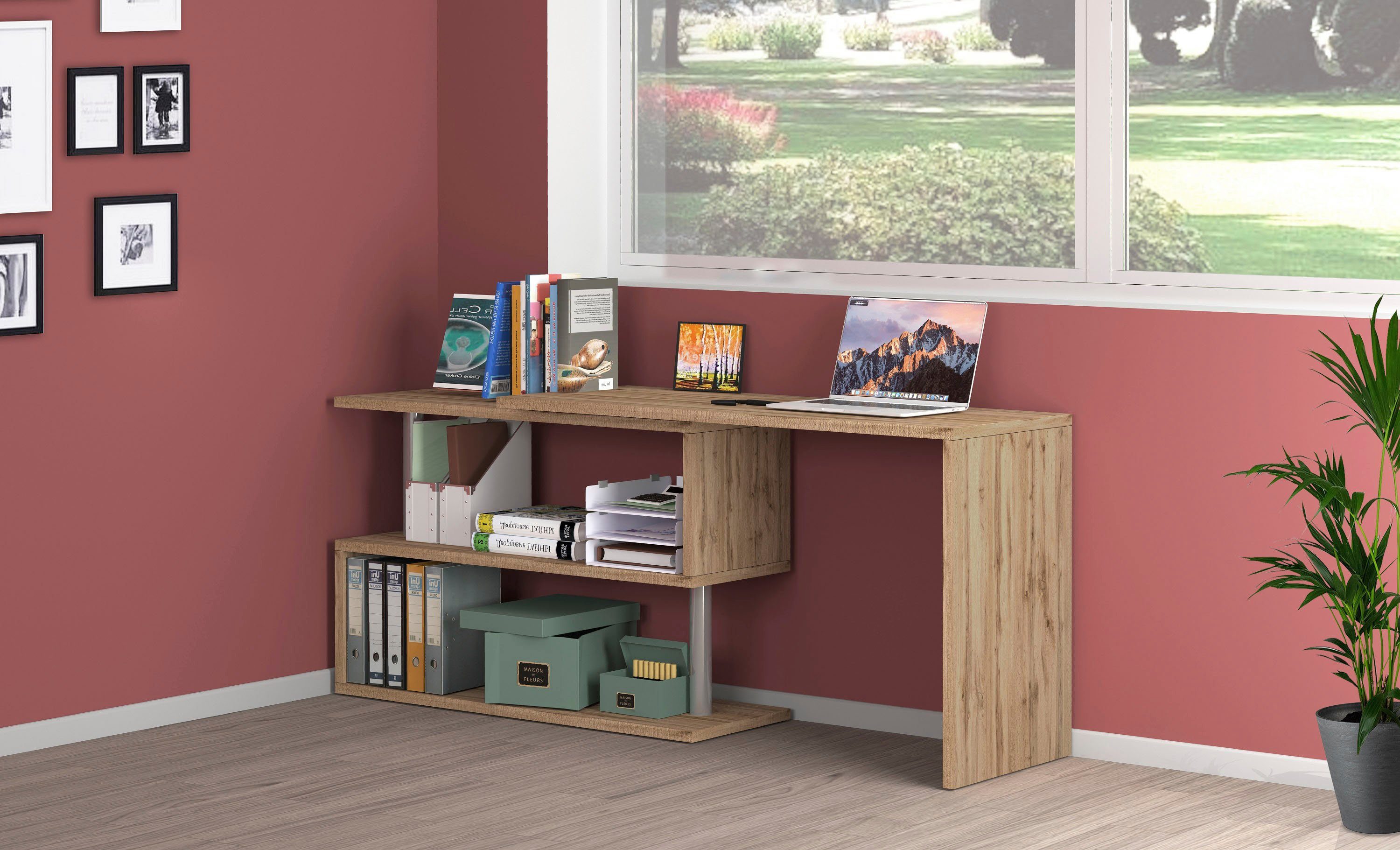 INOSIGN Bureau Volta, Made in Italy multifunctioneel - als computertafel, hoekbureau of sideboard