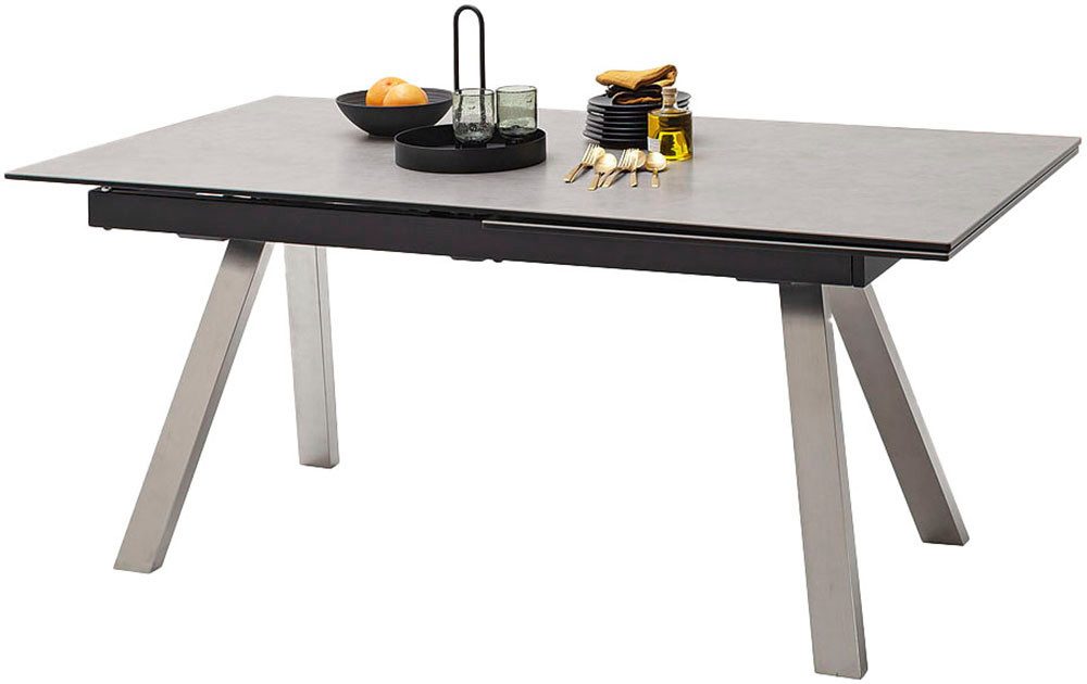 MCA furniture Eettafel TOBAGO uitschuiftafel 180-260 cm Keramiek, roestvrij staal, uitschuifbaar, tafelblad 13 mm
