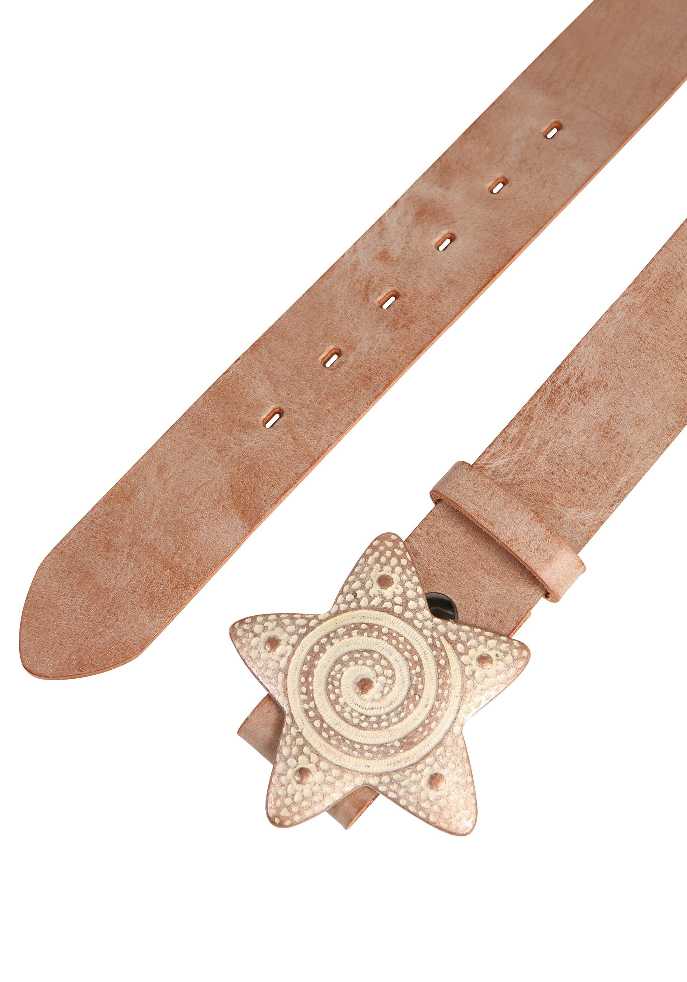 RETTUNGSRING by showroom 019° Leren riem met verwisselbare sluiting "zeester rosé"
