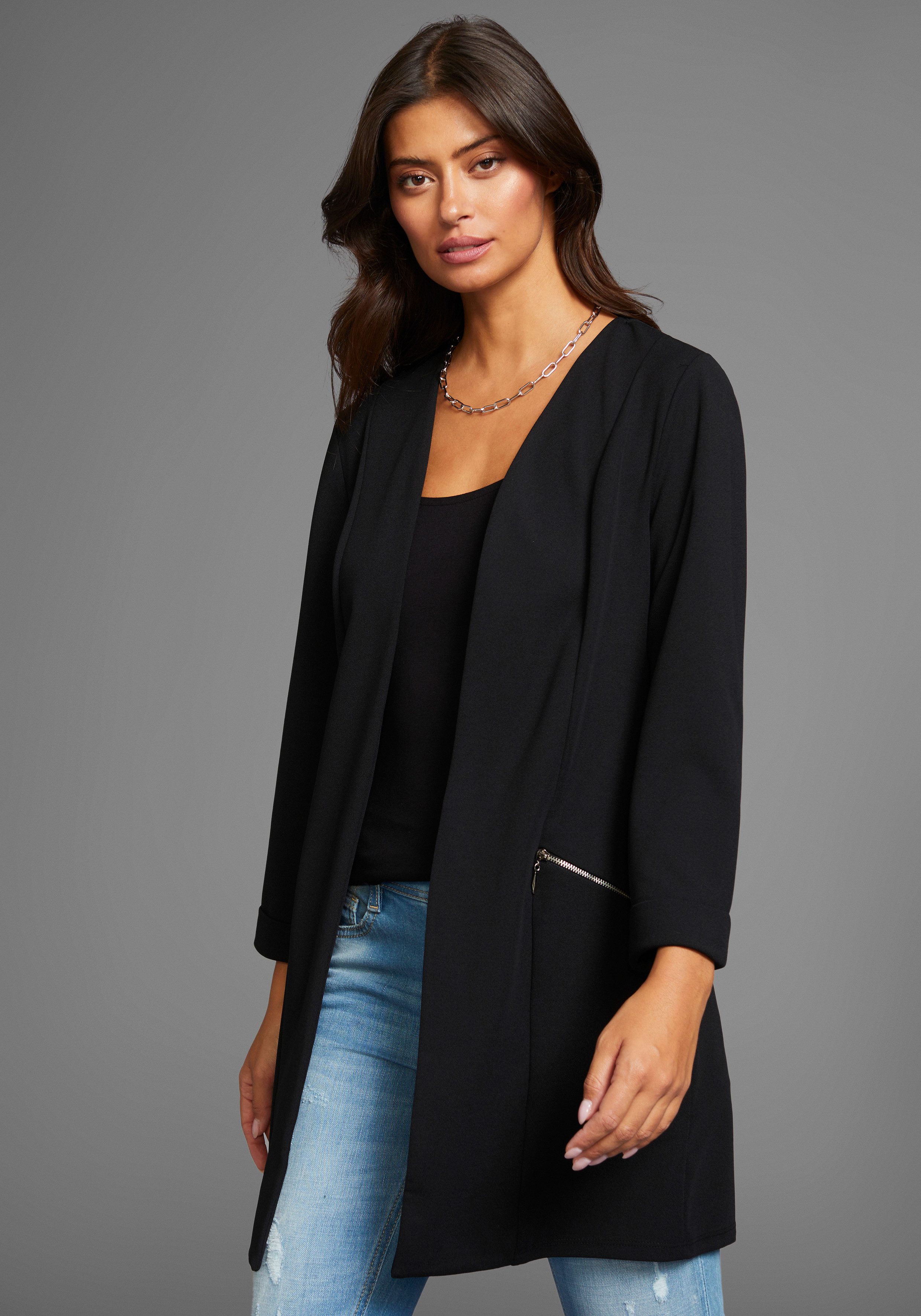 Laura Scott Lange blazer met ritssluitingen