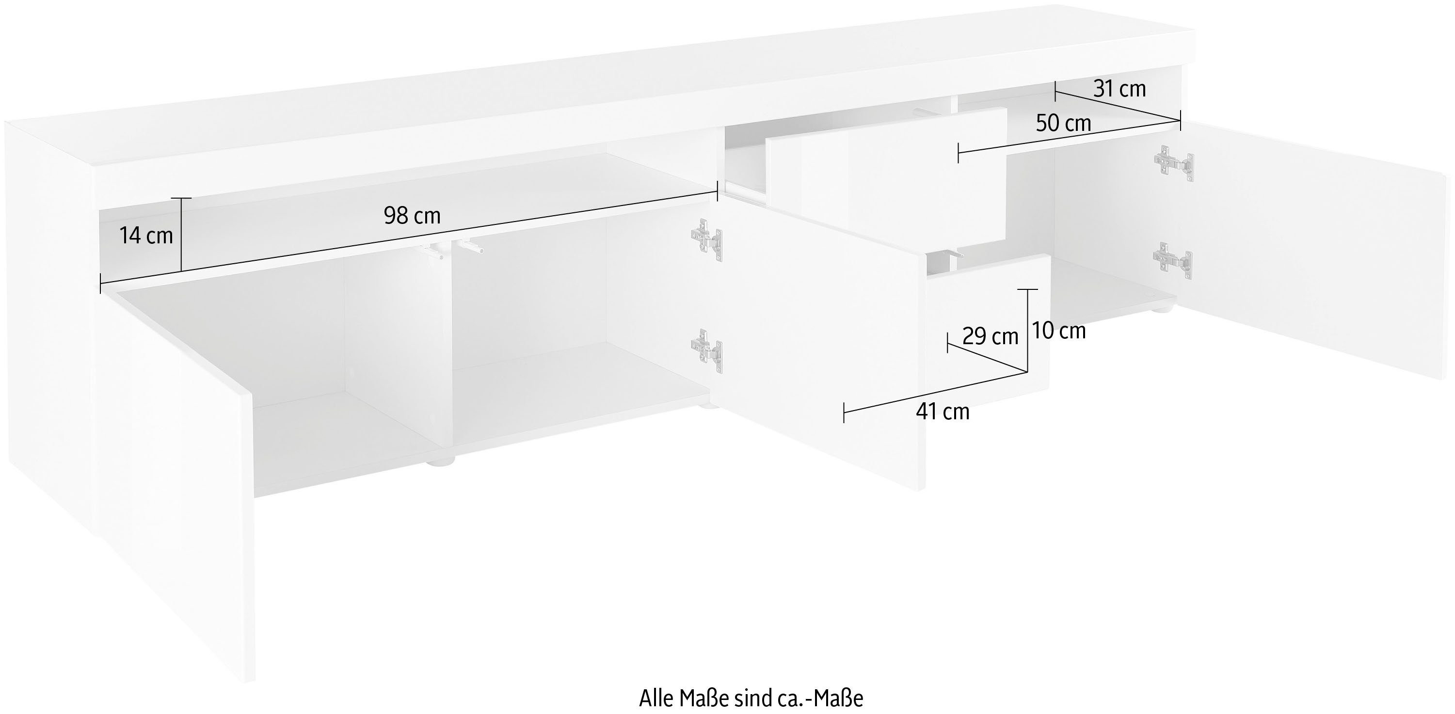 borchardt Möbel Tv-meubel Kaapstad Breedte 200 cm met 2 lades