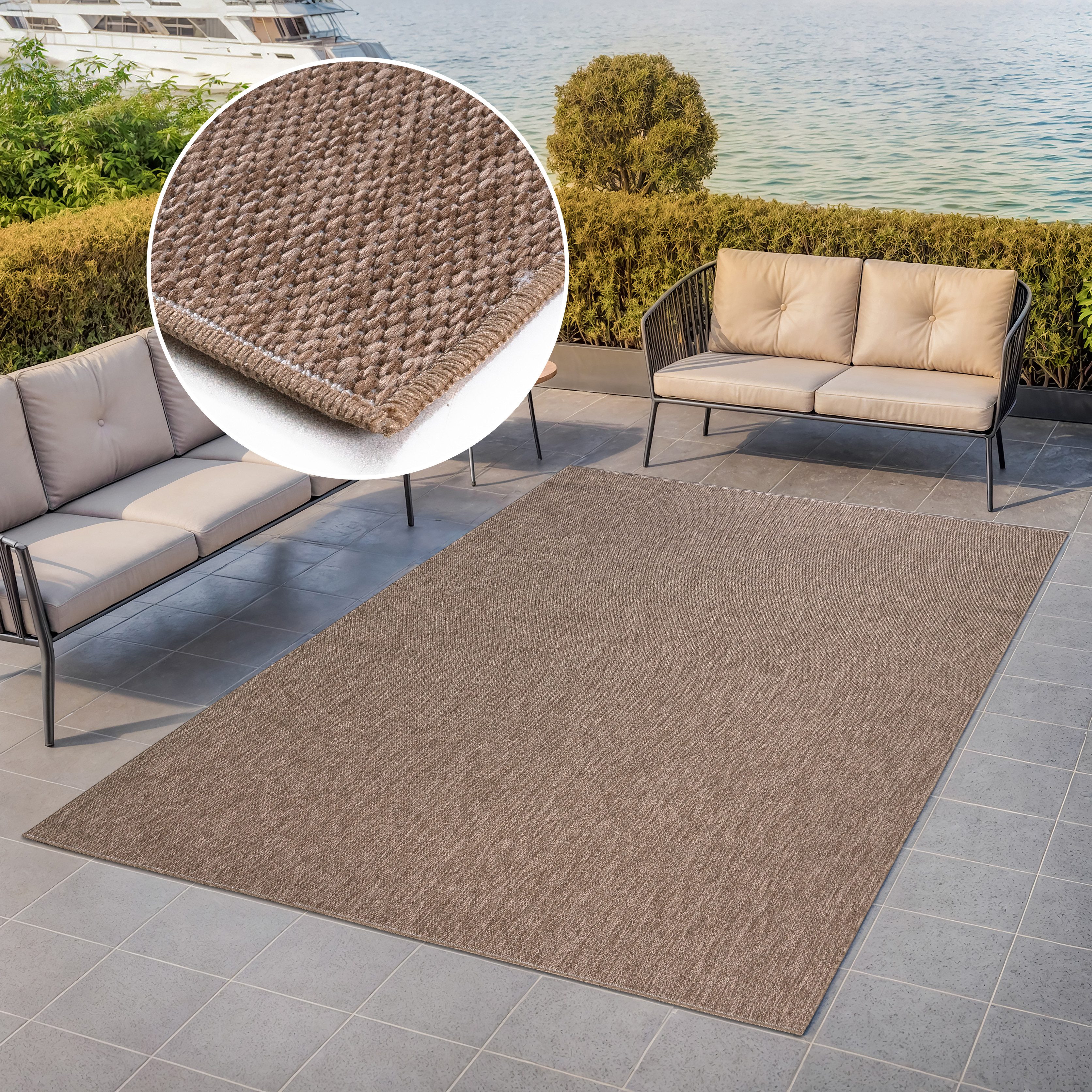 my home Vloerkleed Kian Sisal-look, vlakweefsel, binnen- en buitengebruik, weerbestendig & UV-bestendig