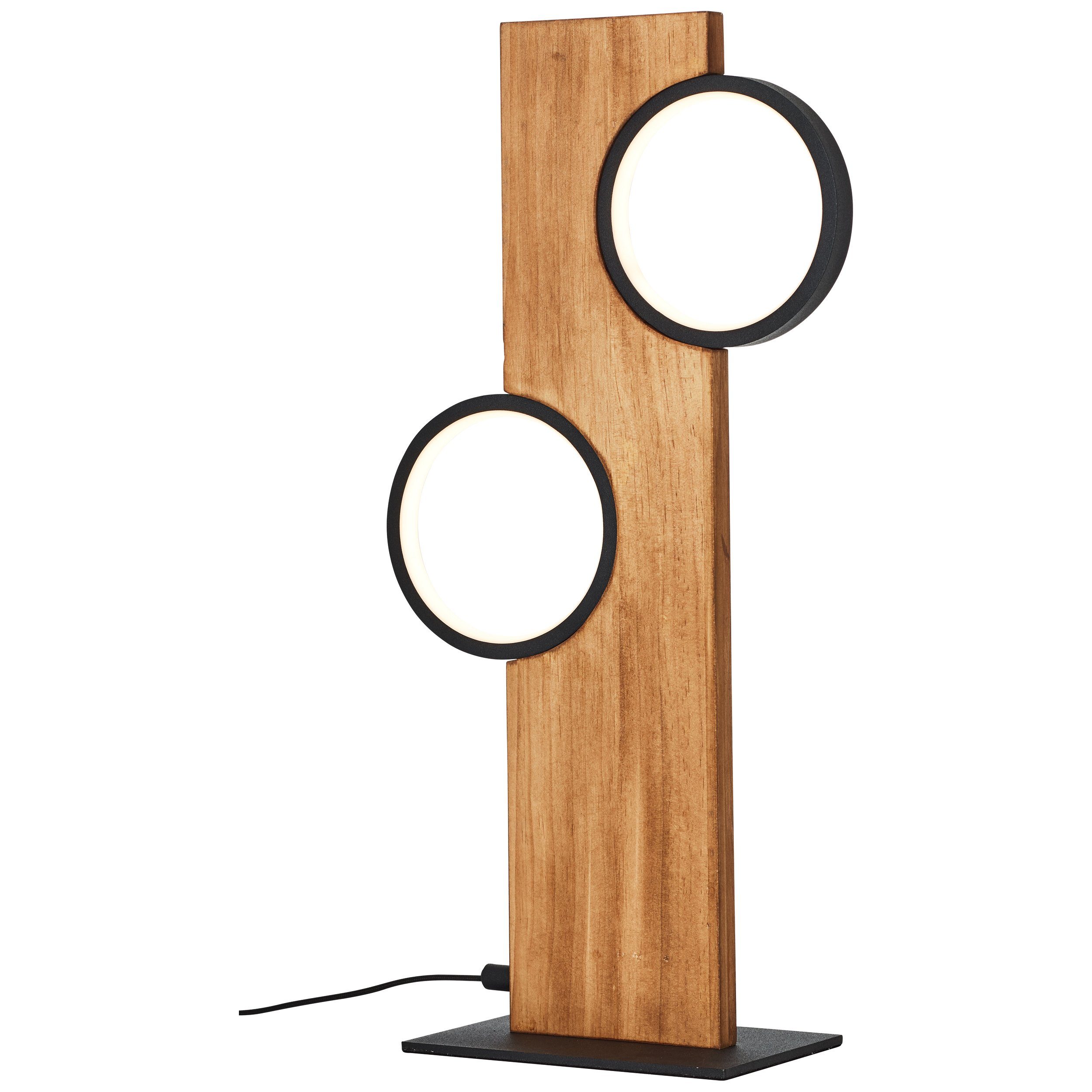 Brilliant Leuchten Led-tafellamp Cheesy 50 cm hoogte, 1300 lm, 3000k, hout/metaal, natuur/zwart (1 stuk)