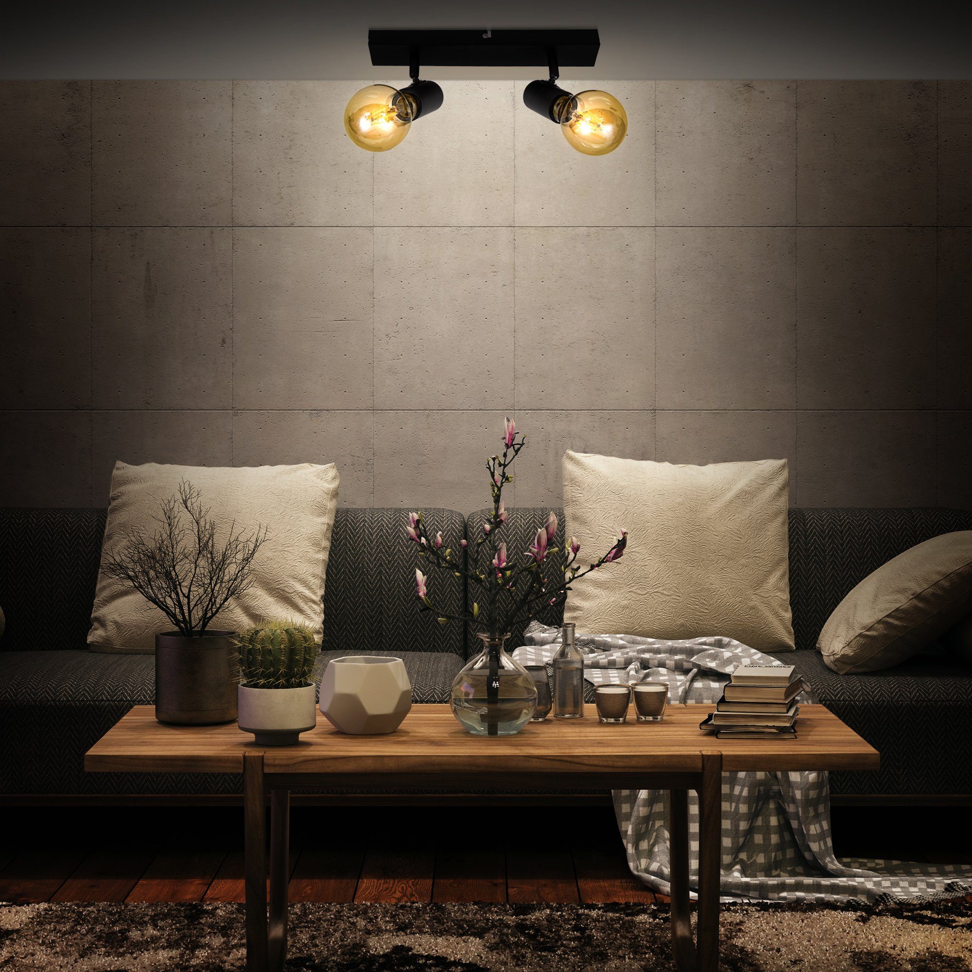 B.K.Licht Ledplafondspots Plafondlamp, retro, plafondlamp, industrieel ontwerp, zwart-mat