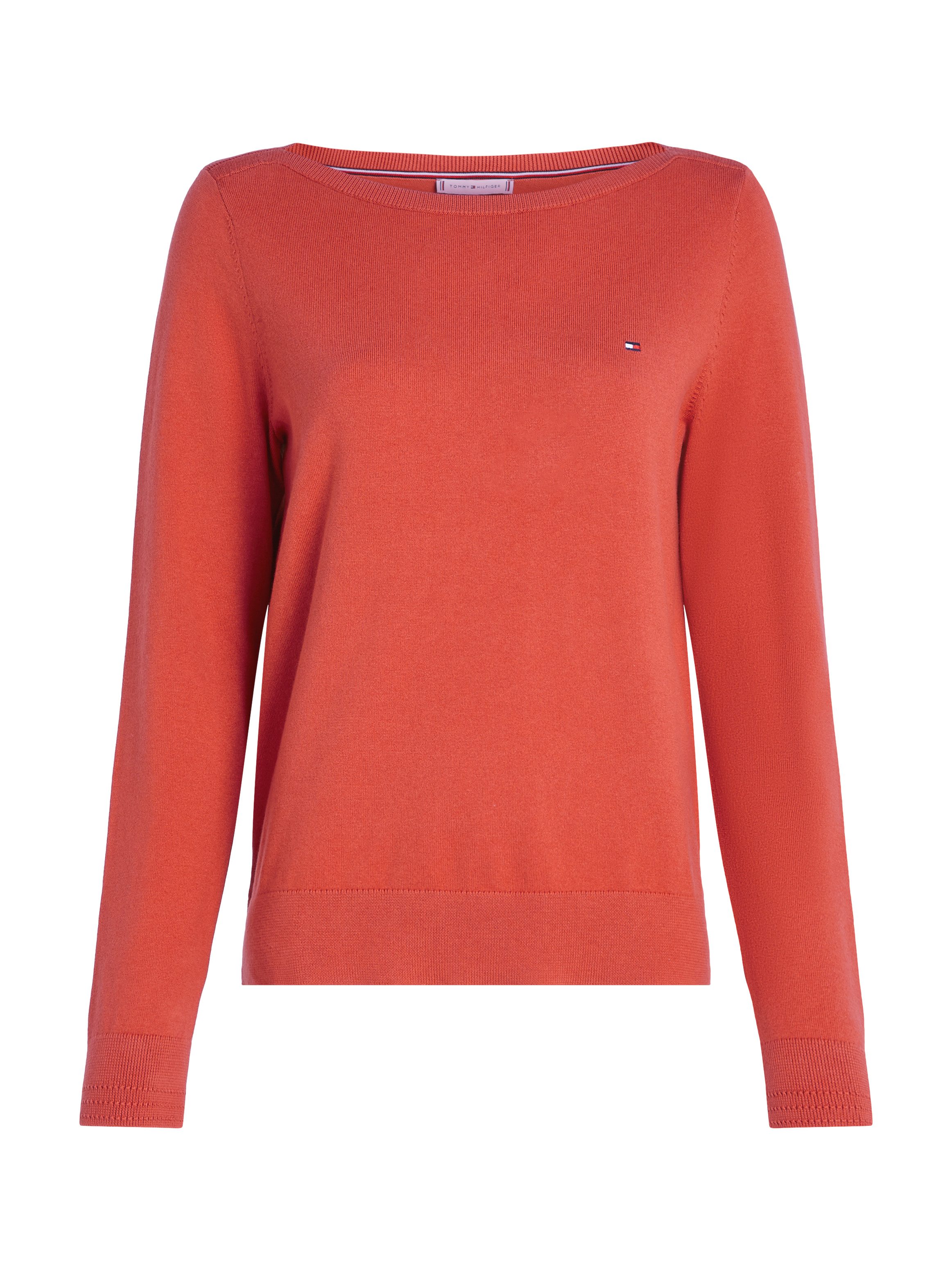 Tommy Hilfiger Gebreide trui CO JERSEY STITCH BOAT-NK SWEATER met -merklabel op de mouw