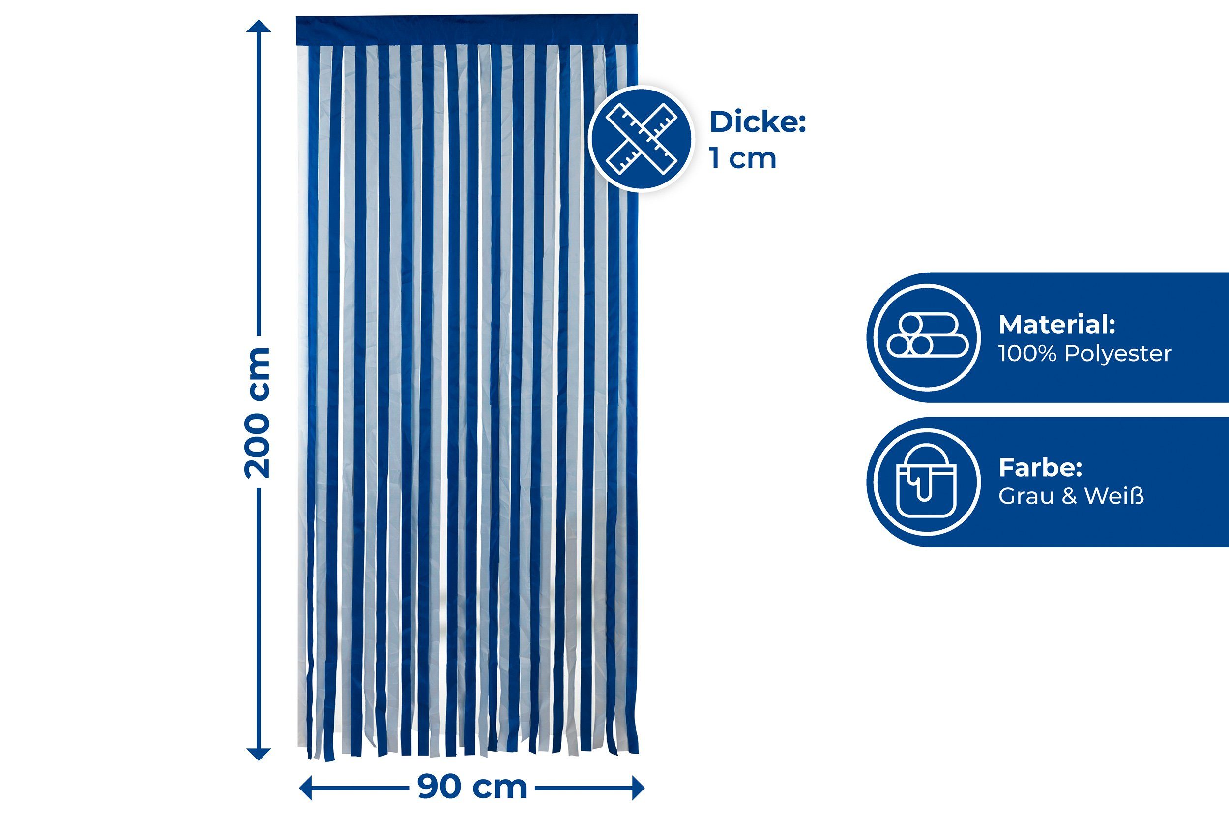 Maximex Deurgordijn Insectenbescherming Blauw/wit, op maat te snijden (1 stuk)