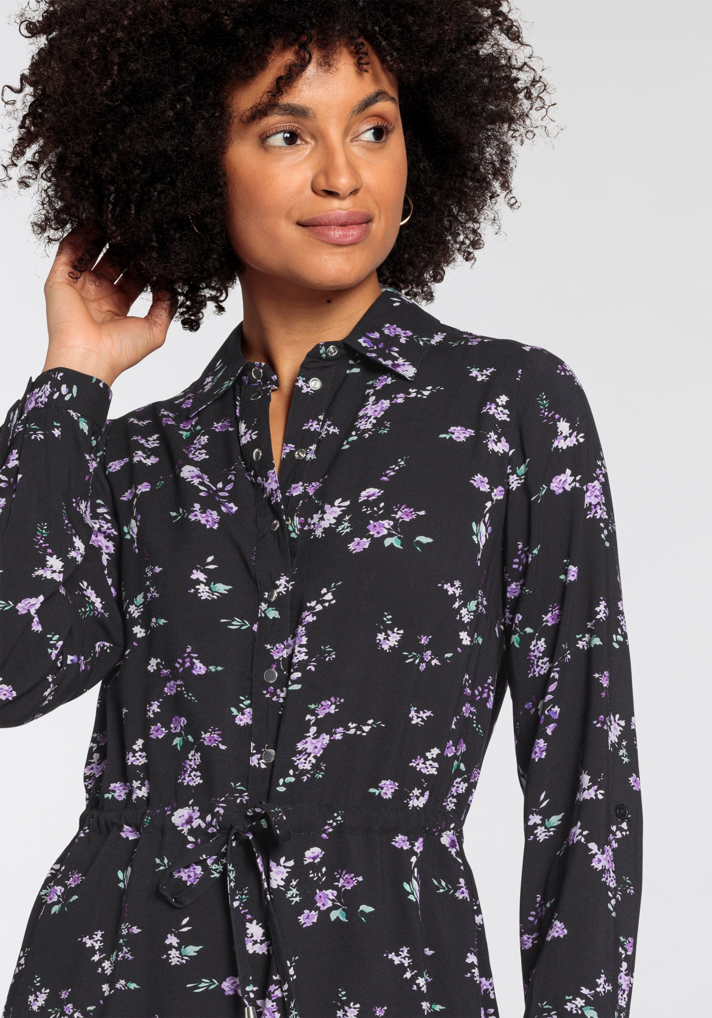 Tamaris Jurk met overhemdkraag met bloemmotief - nieuwe collectie