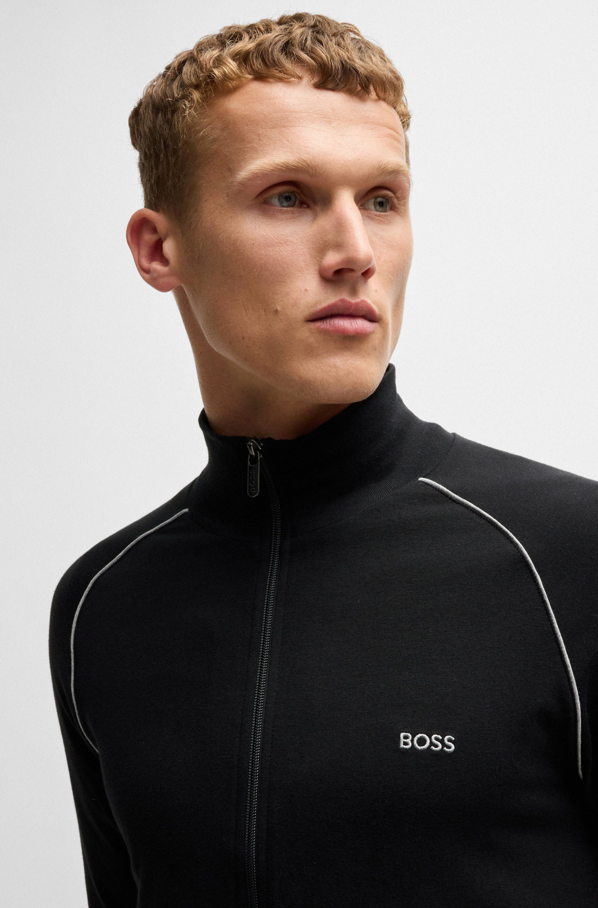 BOSS Sweatvest Mix&Match Jacket Z met contrastnaad op de mouw