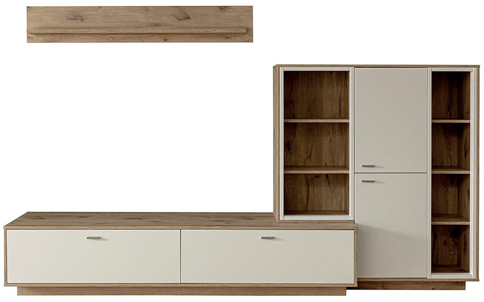 MCA furniture Wandmeubel SANTERNO Woonkamer set (3-delig), deuren & lades gedempt, breedte 287 cm (complete set, 3-delig)