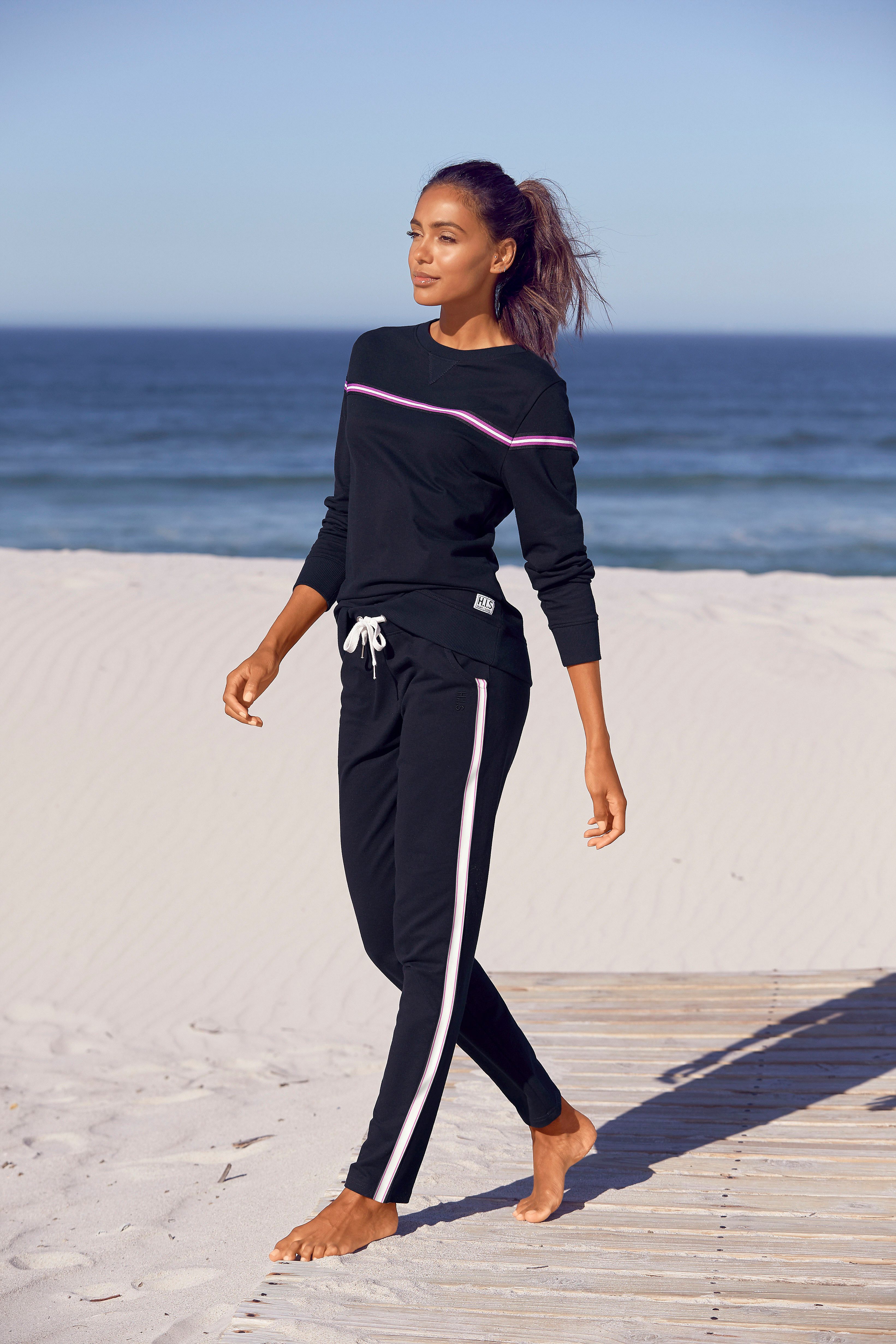 H.I.S Sweater met contrasterend tape, loungepak