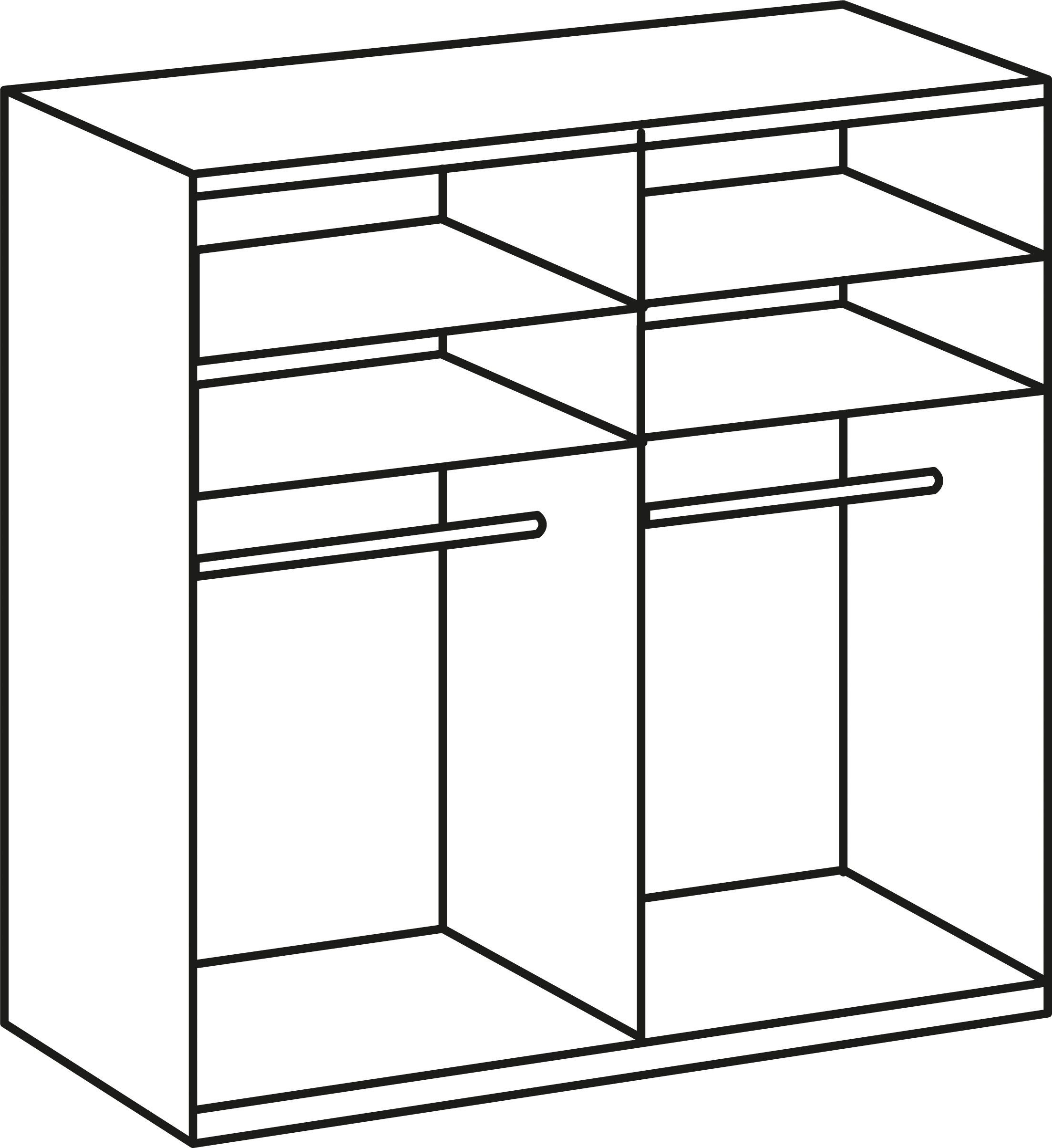 Wimex Kledingkast Level by fresh to go Deuren over het gehele oppervlak met gekleurd glas