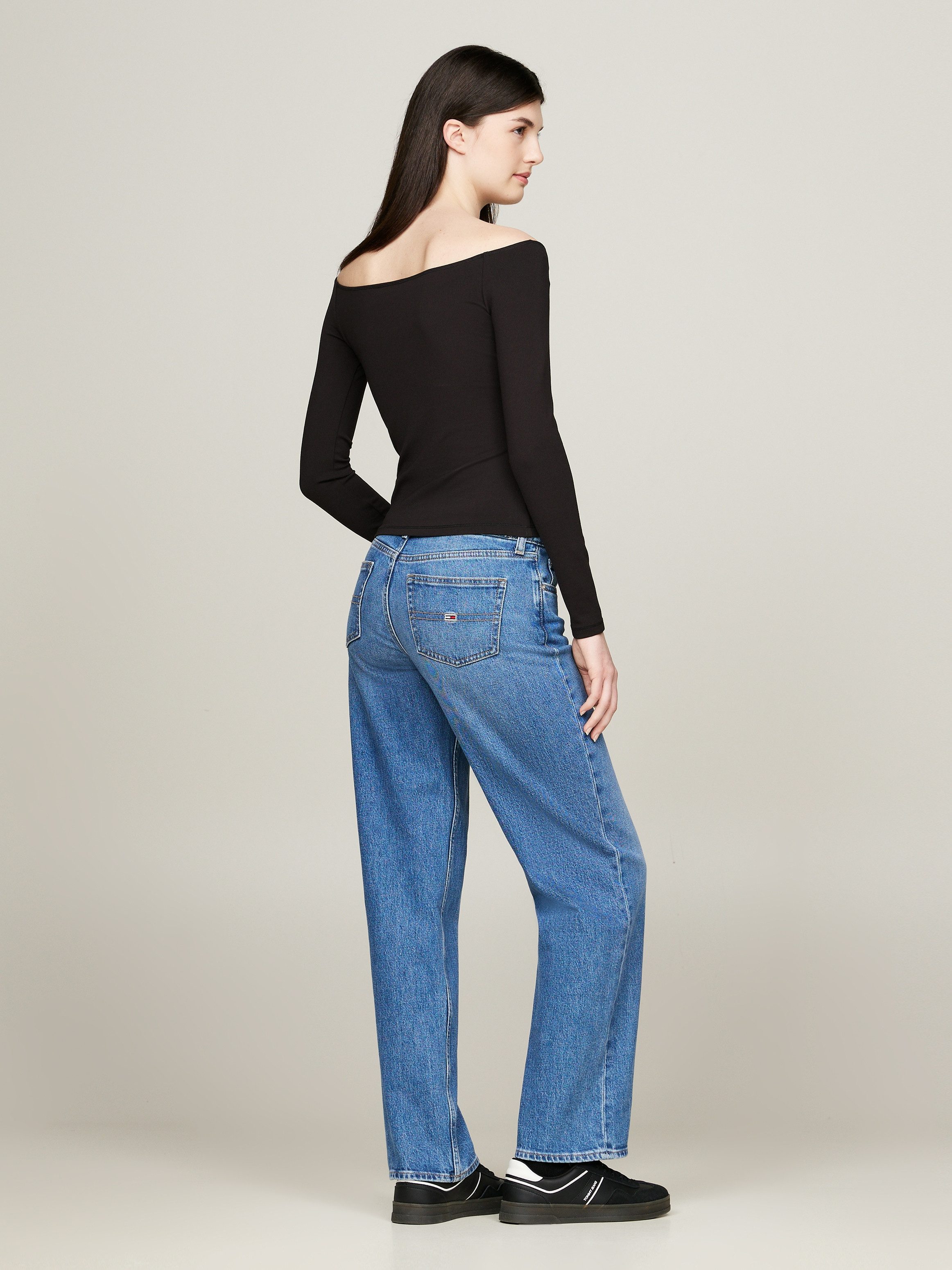 TOMMY JEANS Shirt met lange mouwen TJW SLIM BADGE CUTOUT TOP LS