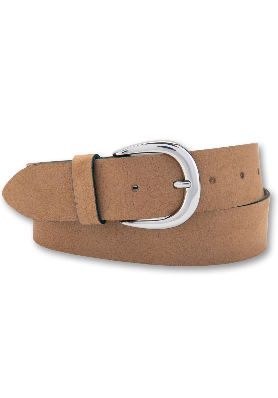 BERND GÖTZ Leren riem in brede klassieke look, suède dames brede riemen maat 80 bruin
