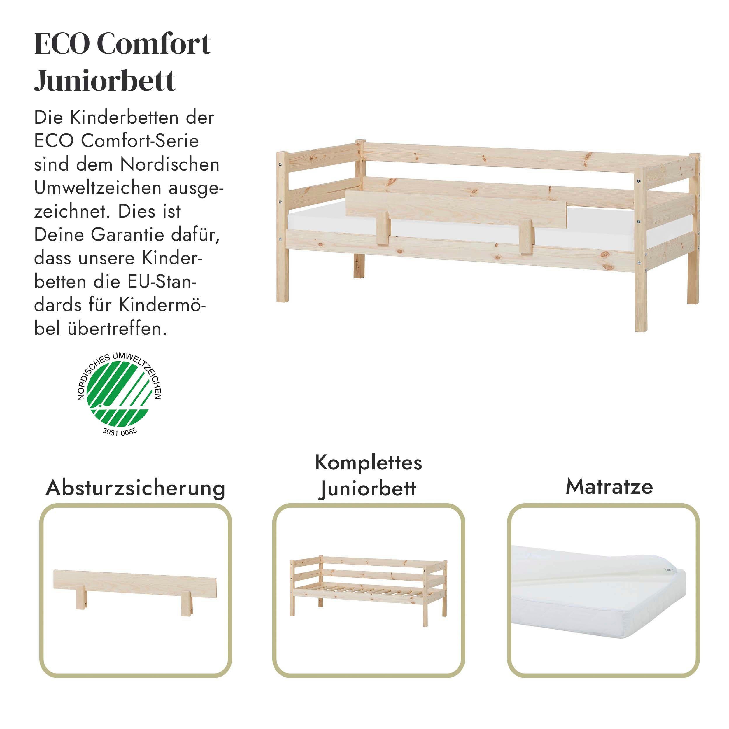 Hoppekids 1-persoonsledikant ECO Comfort kinderbed, massief grenenhout, tienerbed inclusief lattenbodem (set)